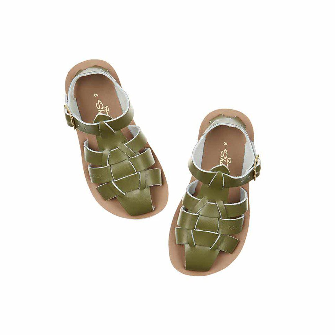  Salt-Water Sun-San Kid's Sandals - Shark - Olive、mySite、merchandisen