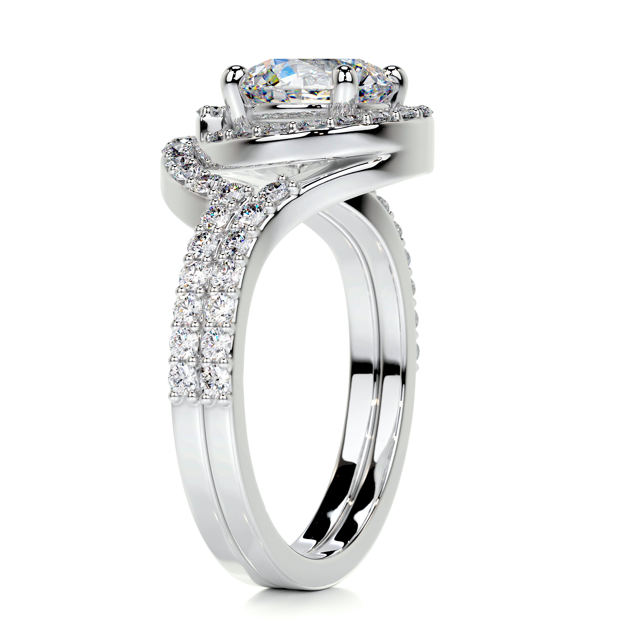 Stella Moissanite & Diamonds Bridal Set -18K White Gold、mySite、hinf8tx79