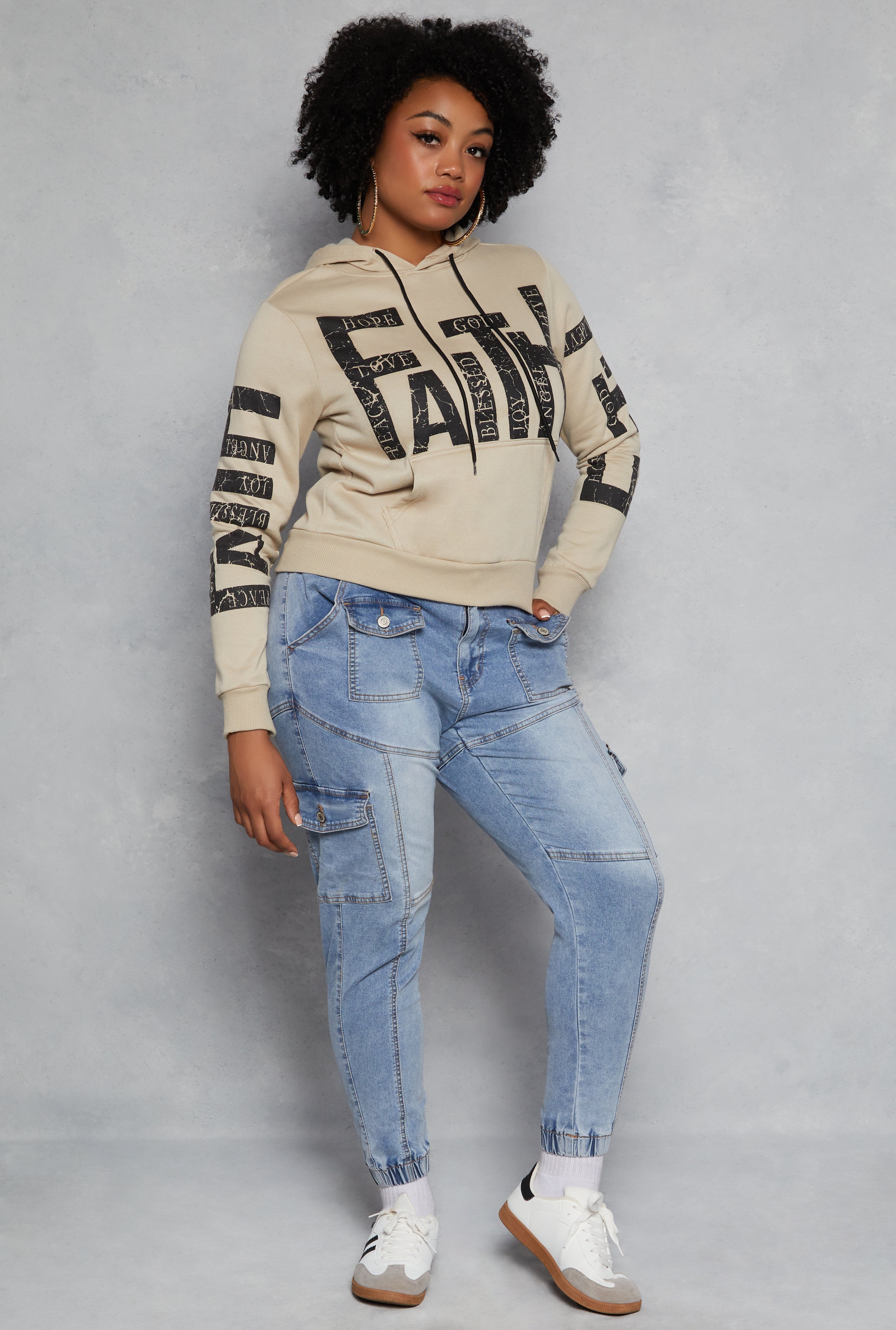 Plus Size Faith Graphic Hooded Sweatshirt、mySite、camillekostekn