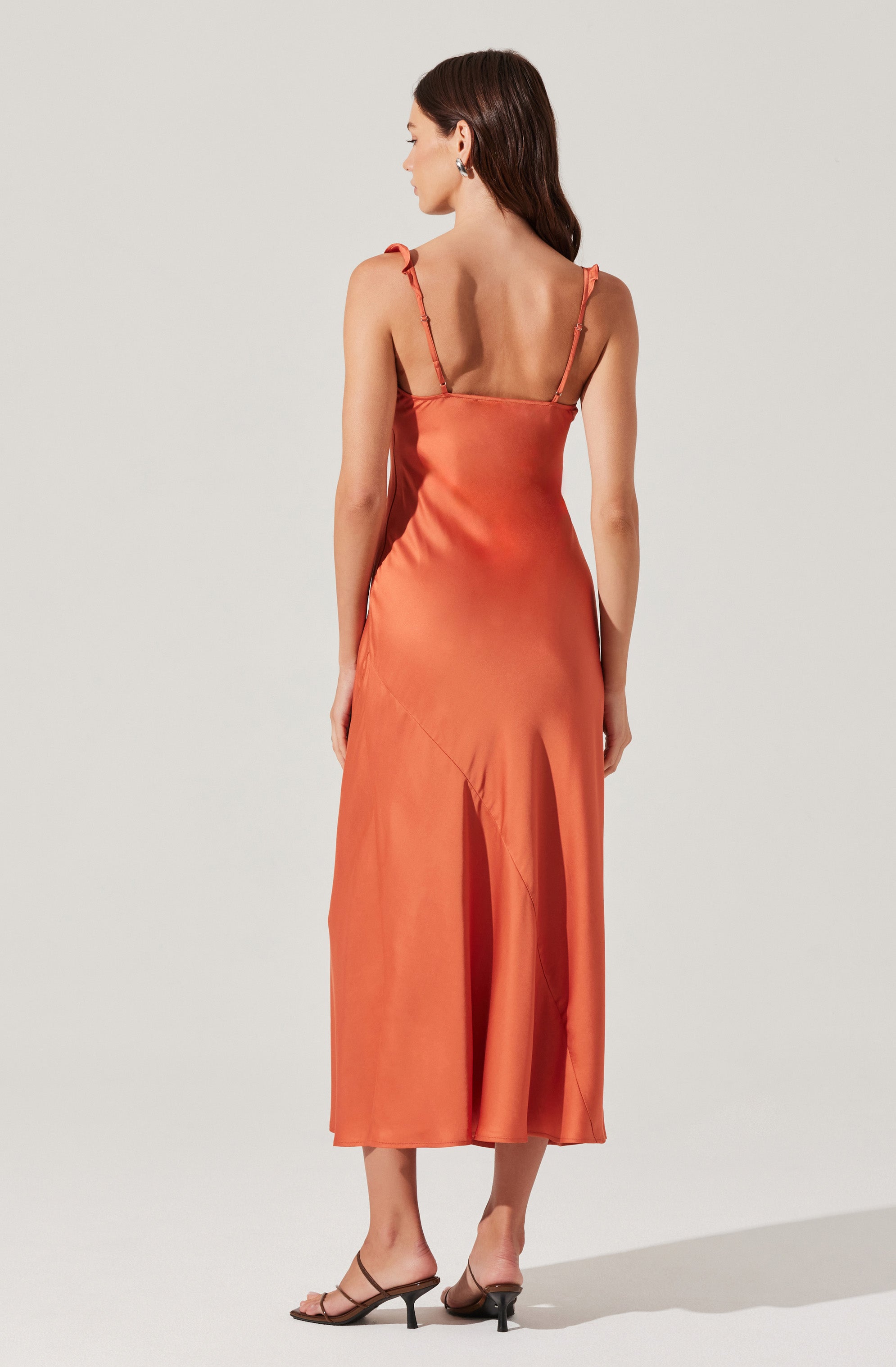 Zoie Satin Ruffle Midi Dress、mySite、solidvoid