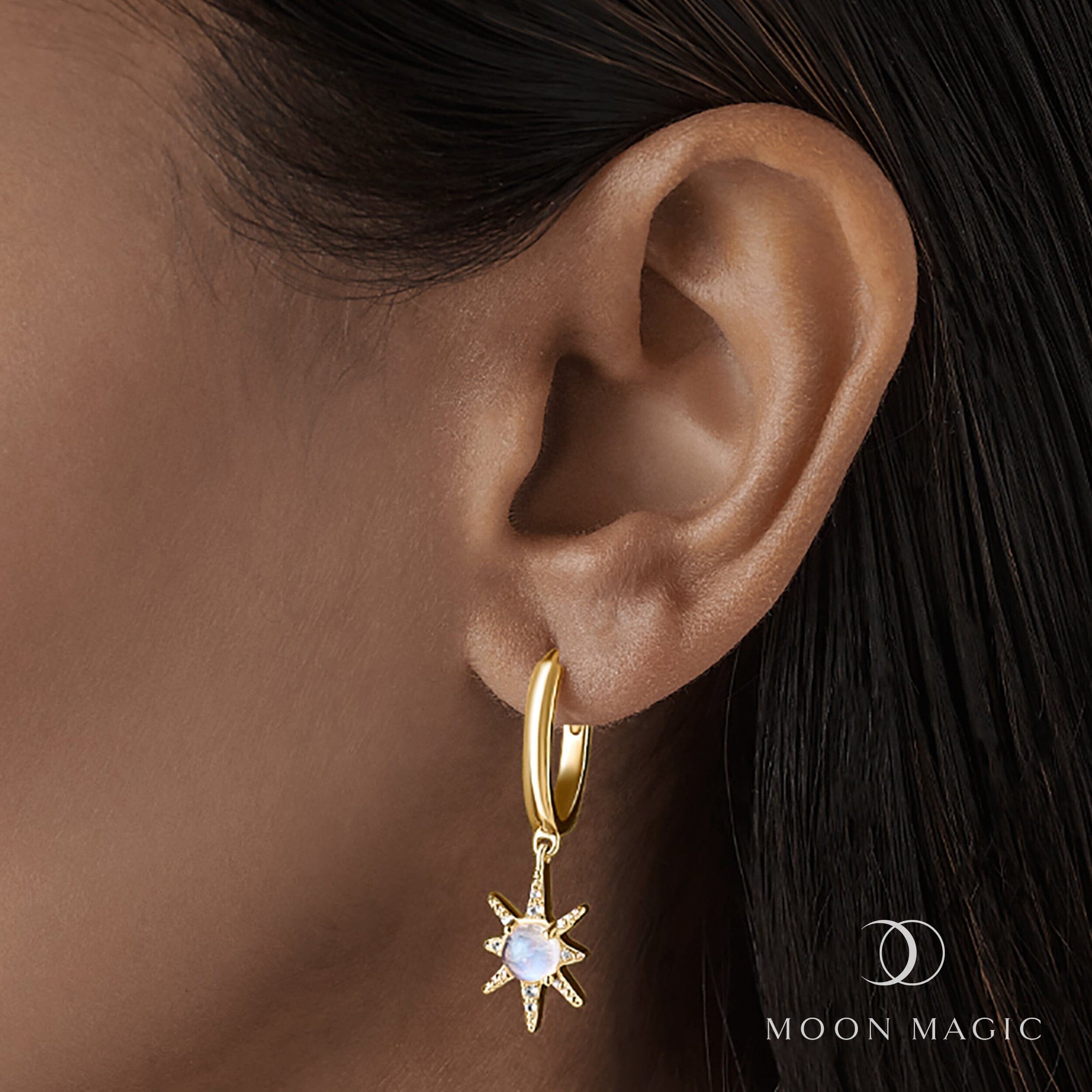 Moonstone Earrings - Celestial Being Hoops + Free Gift Bag、mySite、hinf8tx79