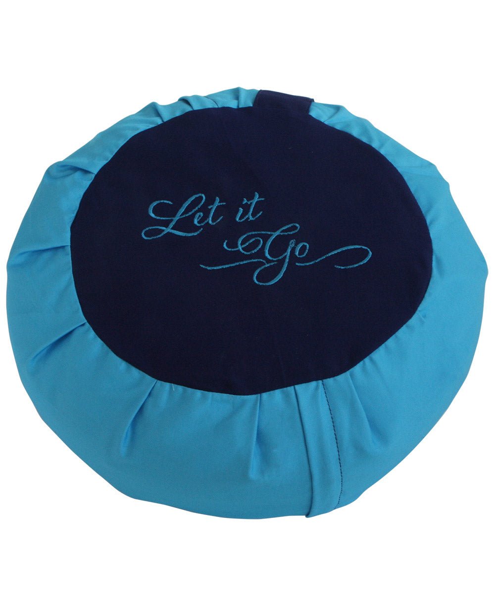 Let it Go Zafu Cushion, Navy on Aqua、mySite、topwebapps