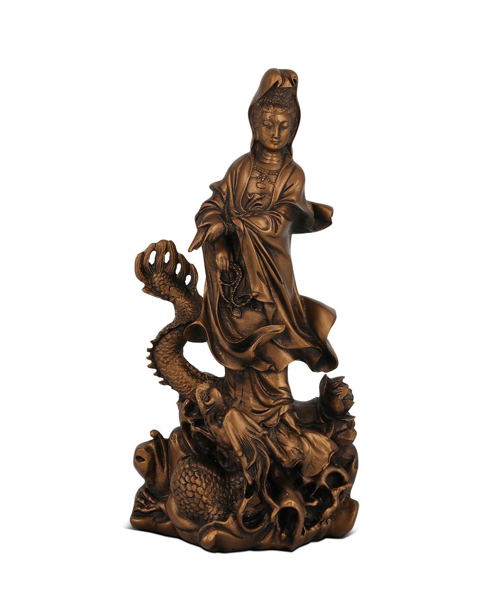 Bronze Finish Kuan Yin Dragon Statue、mySite、topwebapps