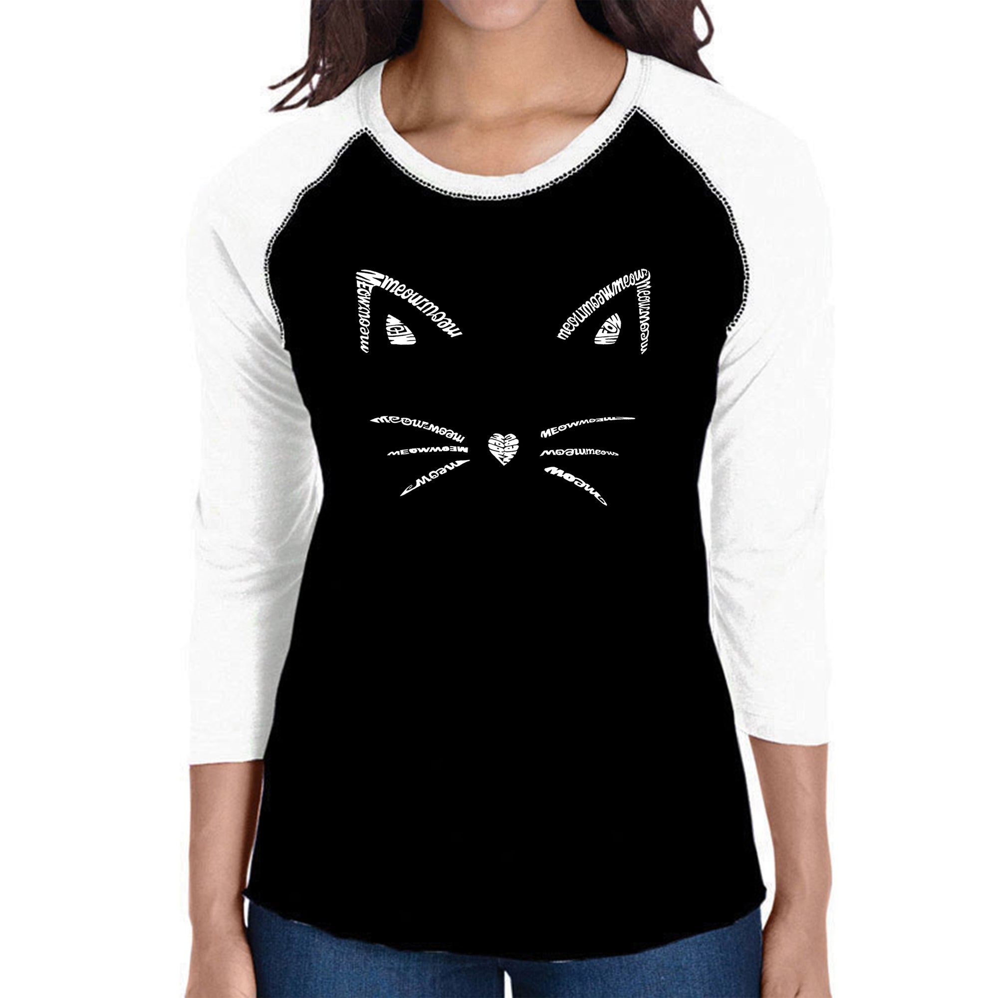 Whiskers - Women's Raglan Baseball Word Art T-Shirt、mySite、camillekostekn