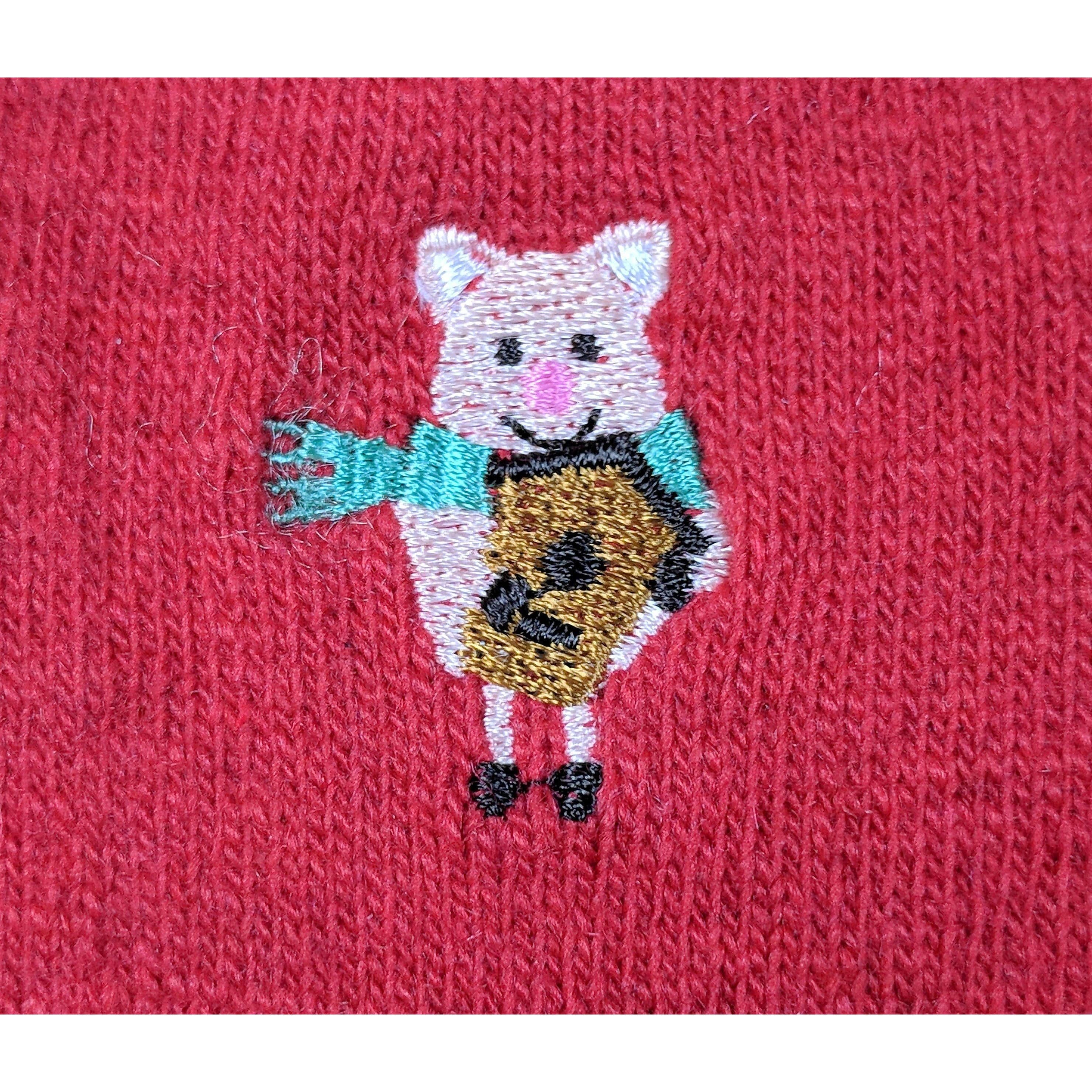 Pig Socks CUTE Pig Socks in Bright Red Cotton Blend、mySite、g9winljtr