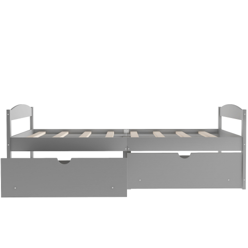 Twin size platform bed, with two drawers, gray、、casual