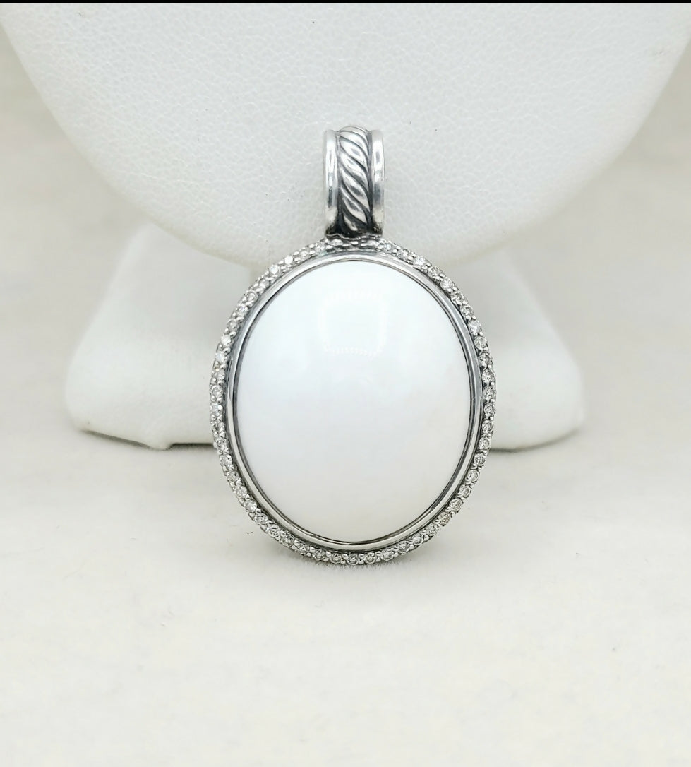 David Yurman Signature Oval Pendant 鈥?White Agate & Diamonds、mySite、hinf8tx79