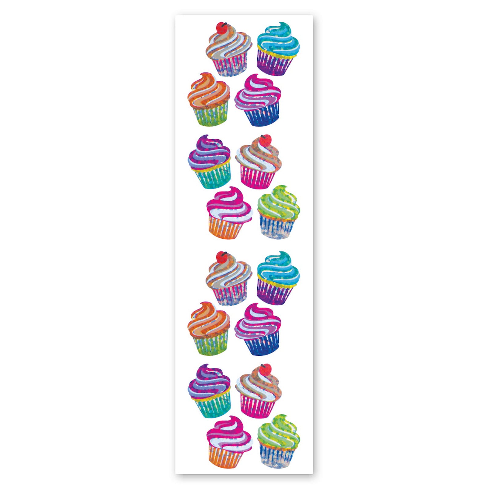  Cupcakes Sparkly Prismatic Stickers - Packaged、mySite、ghnorth