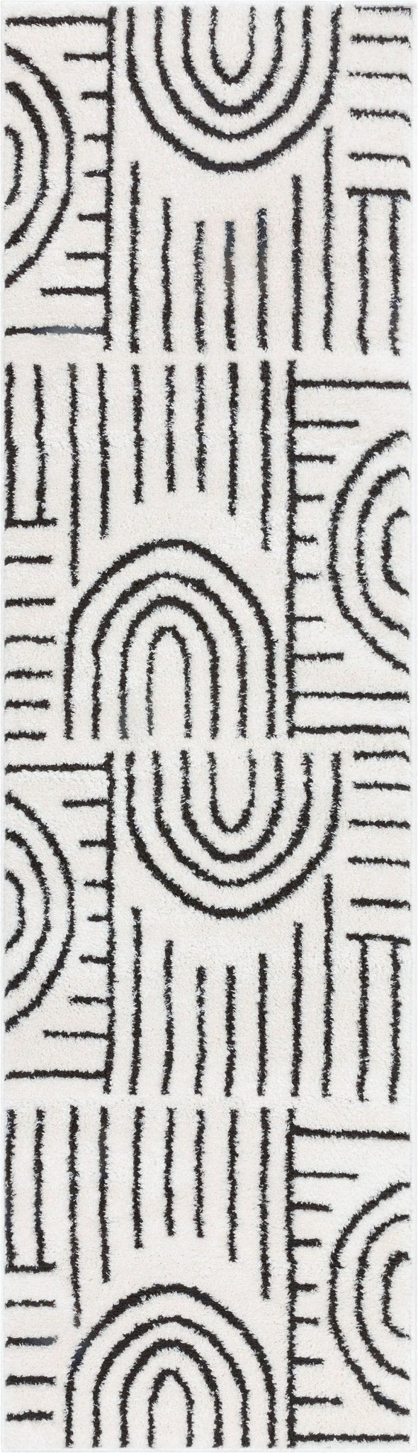 Rainbow Shag Geometric Ivory Black High-Low Rug、mySite、gigharbornorthrealestate