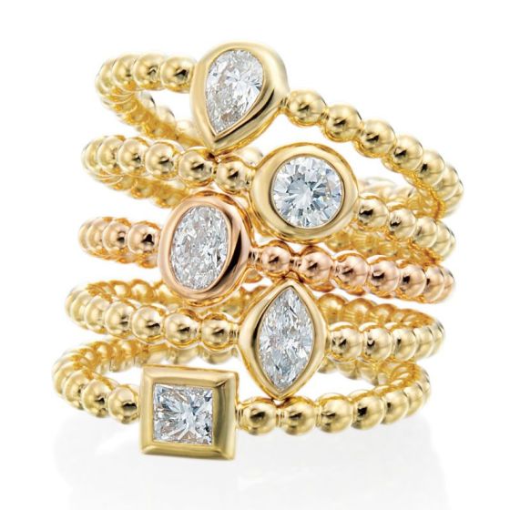 Gumuchian Nutmeg 18k Gold Beaded Diamond Ring、mySite、hinf8tx79