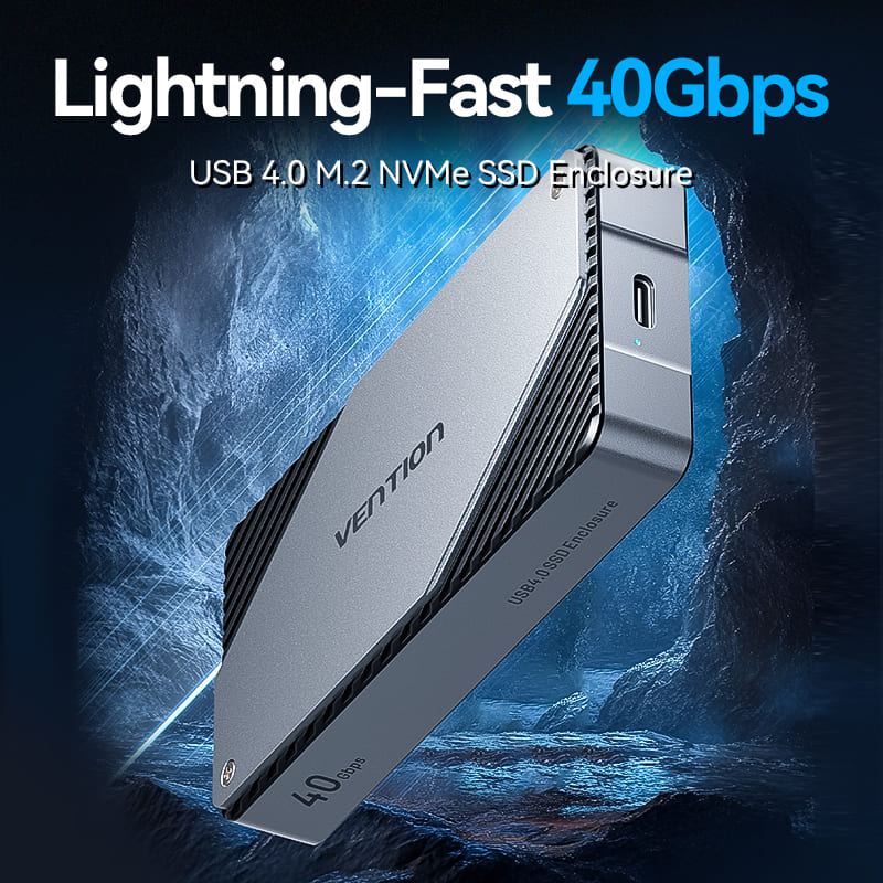 Vention USB 4.0 M.2 NVMe SSD Enclosure (USB 4.0 Type-C) Gray Aluminum Alloy Type、mySite、fannypackpong