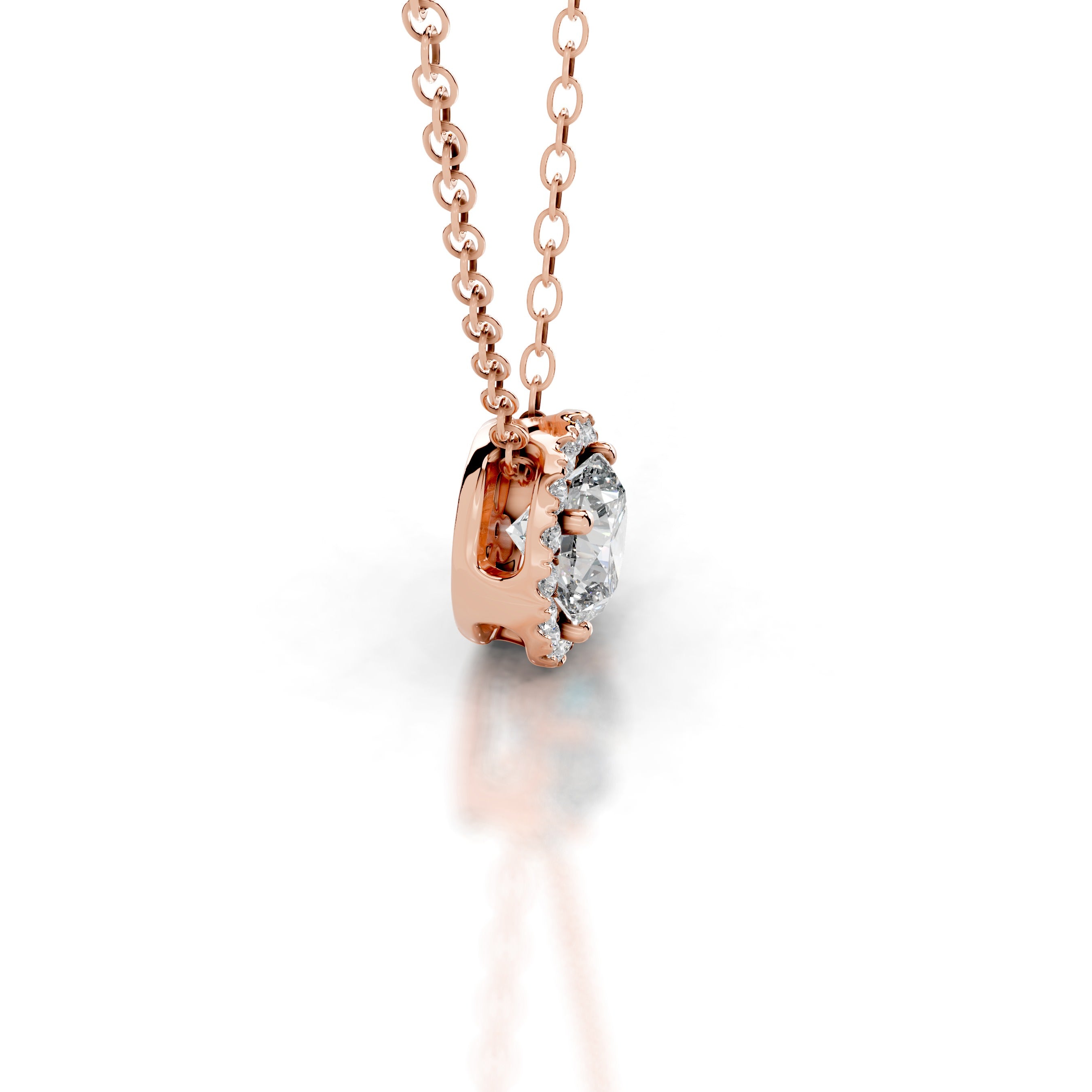 Adele Lab Grown Diamond Halo Pendant - 14K Rose Gold、mySite、hinf8tx79