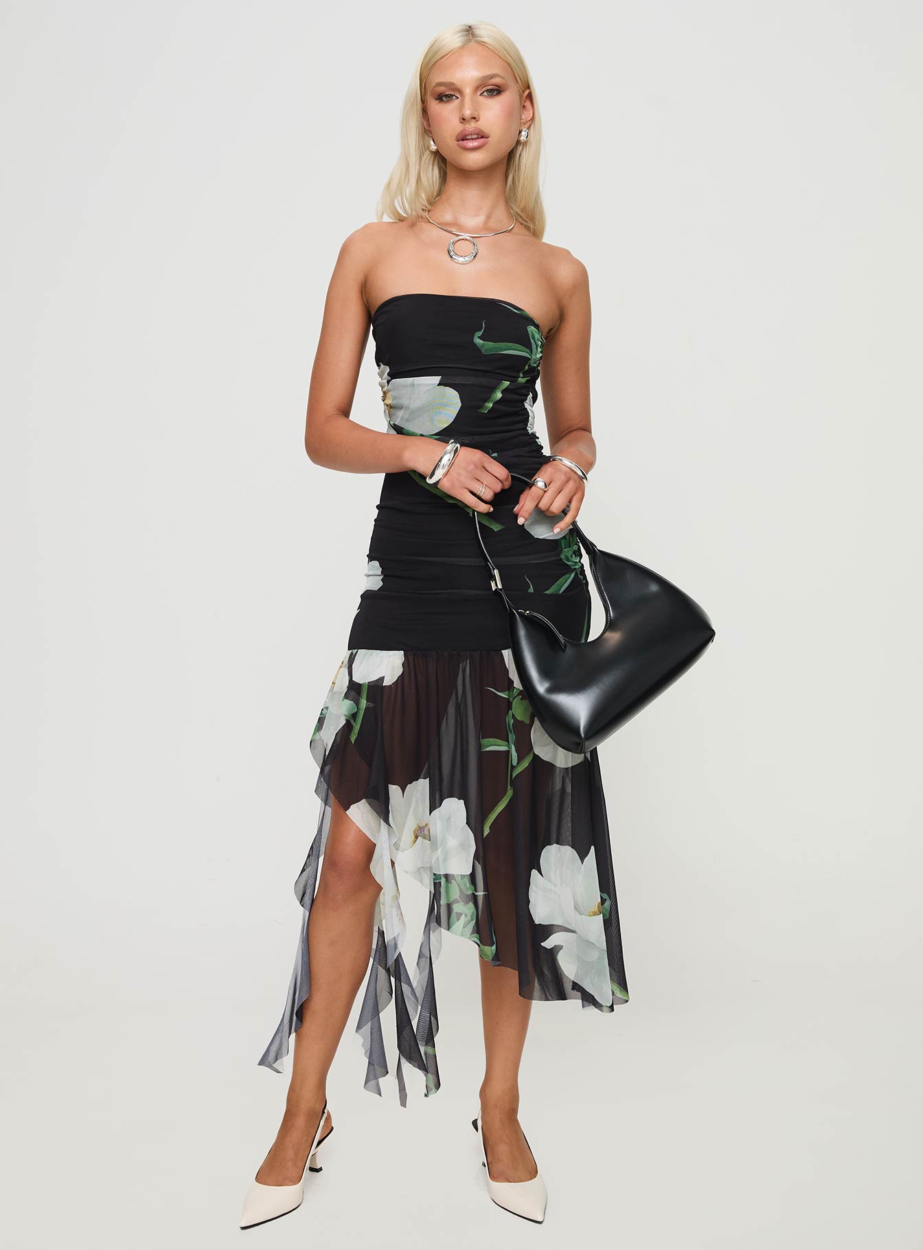 Nektaria Strapless Midi Dress Multi、mySite、solidvoid