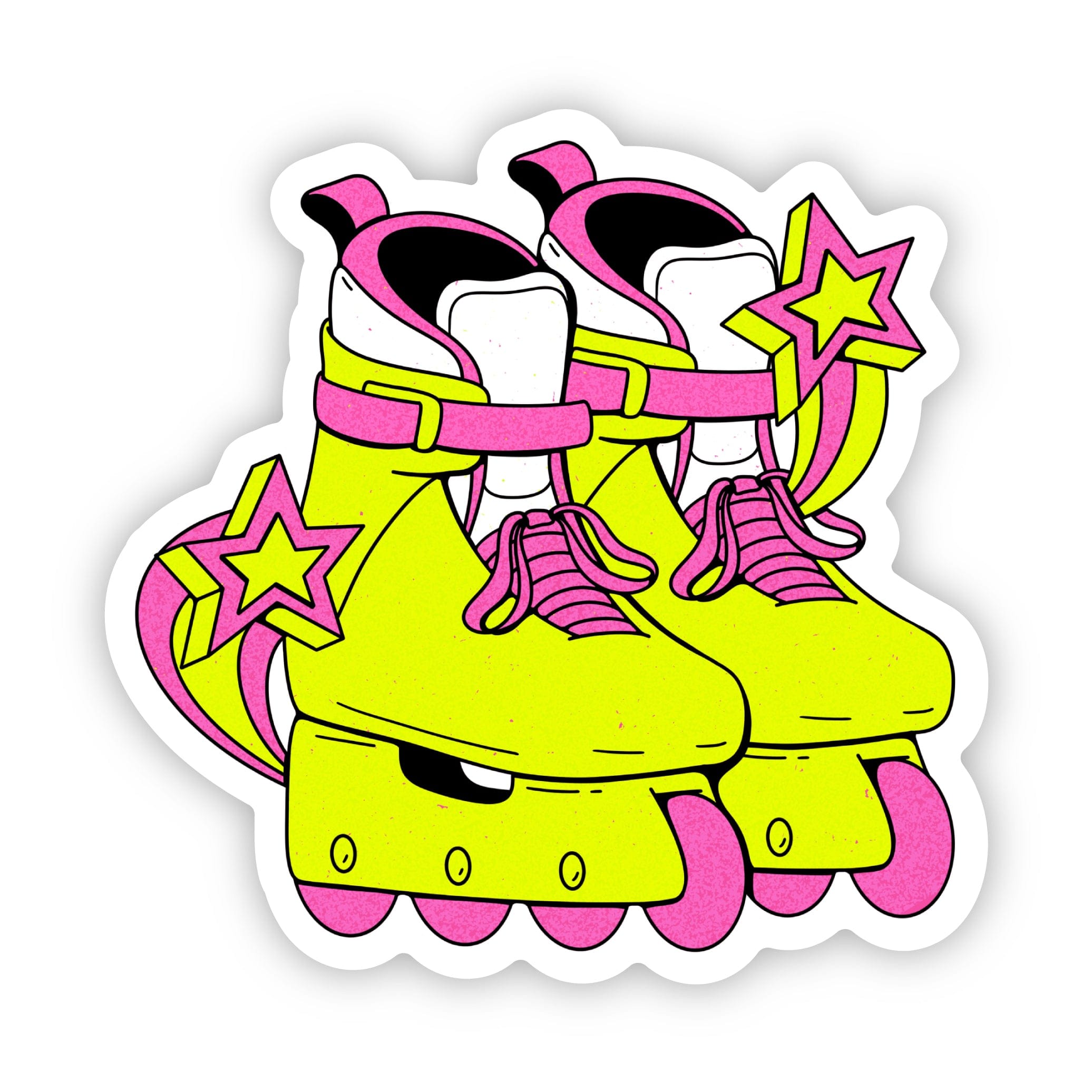  Bright yellow and pink rollerskates sticker、mySite、elrpsem3k