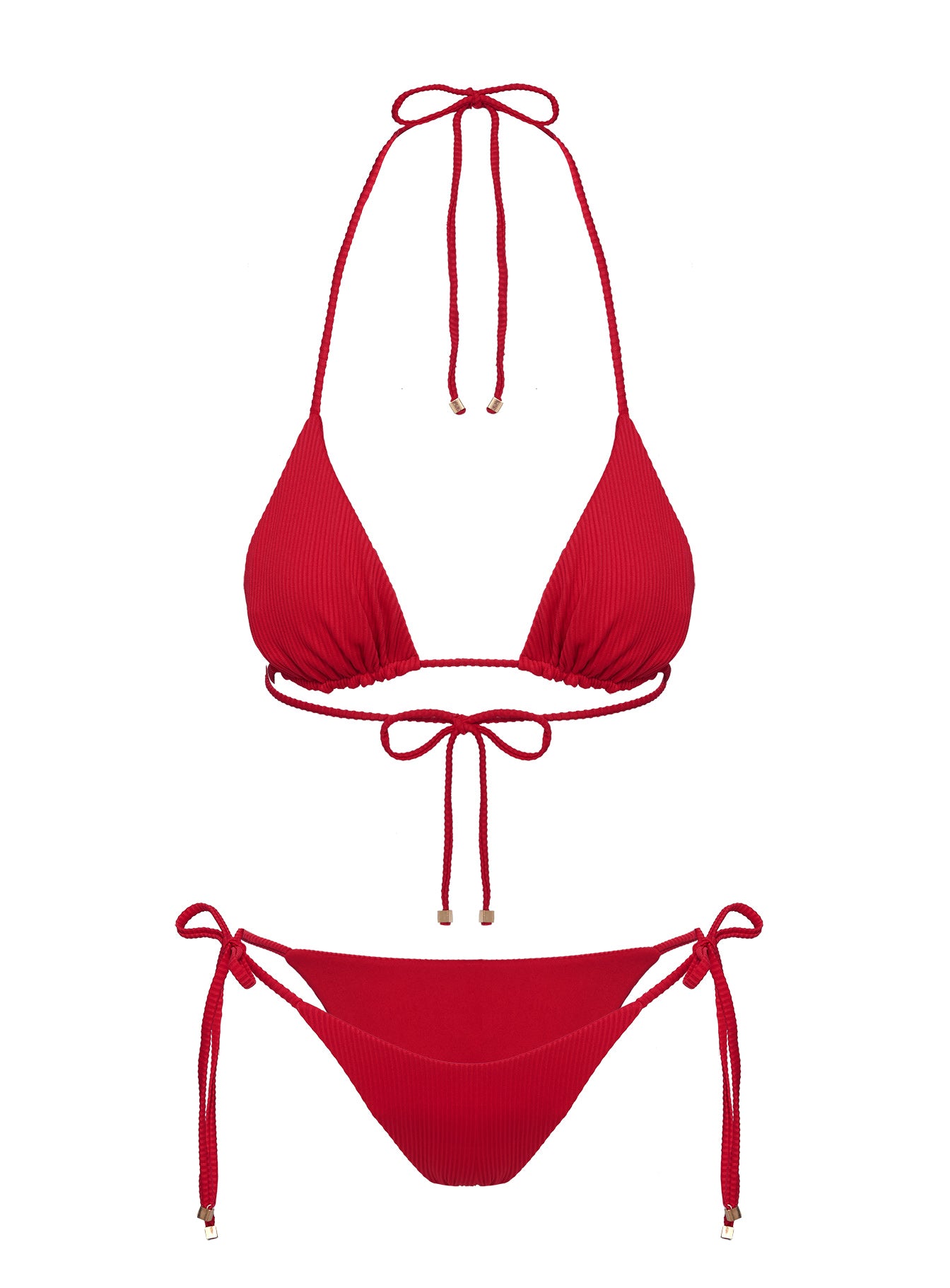 Nevaeh Triangle Ribbed Bikini Top Red、mySite、solidvoid