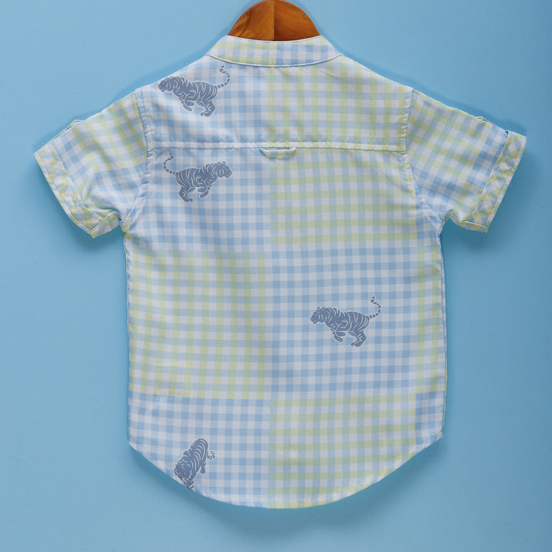 Cotton Shirt For Boys | Printed | Sky-Blue、mySite、camillekostekn