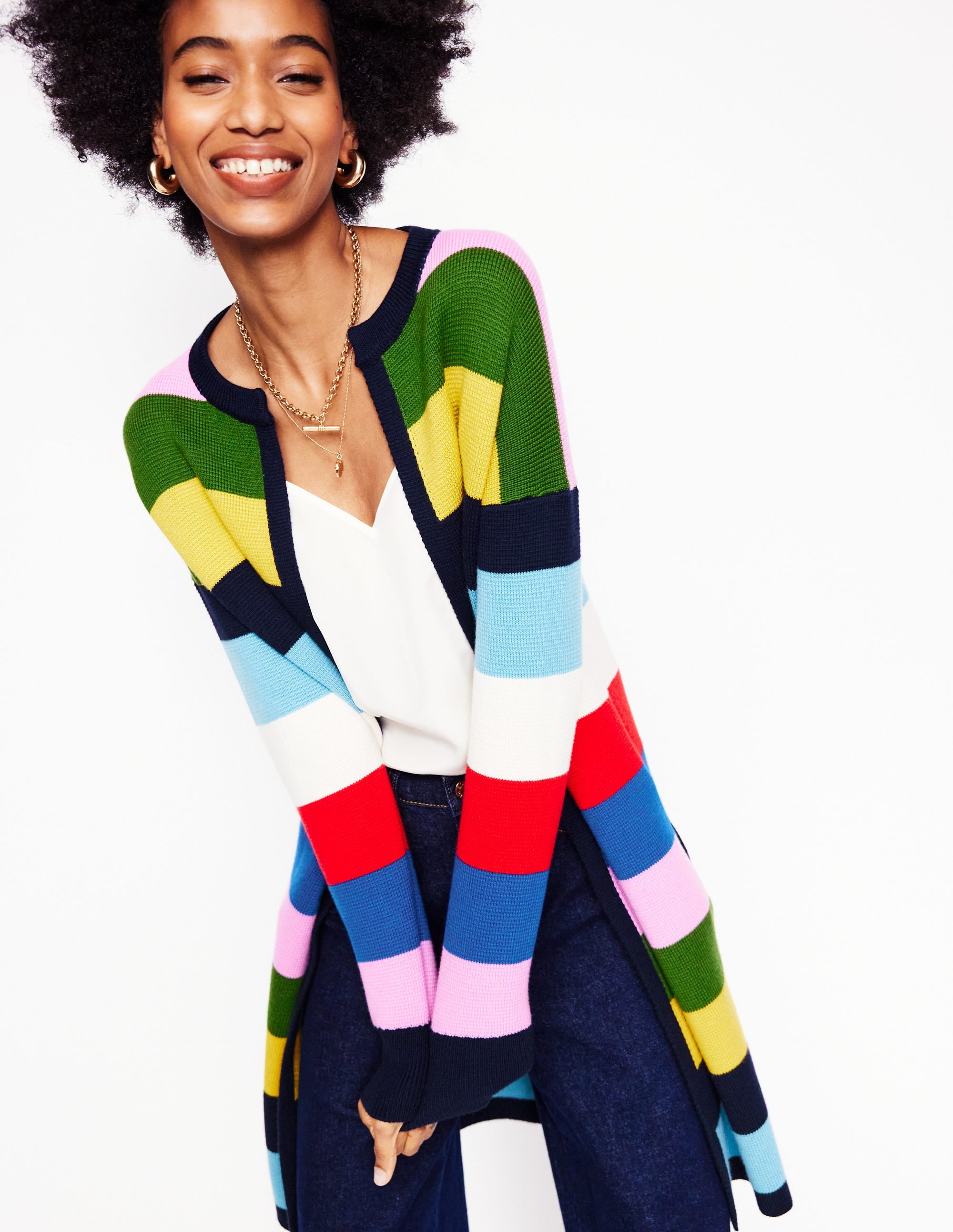  Striped Cotton-Blend Coatigan-Poppy Red, Blue Multi、mySite、ashleygrahame