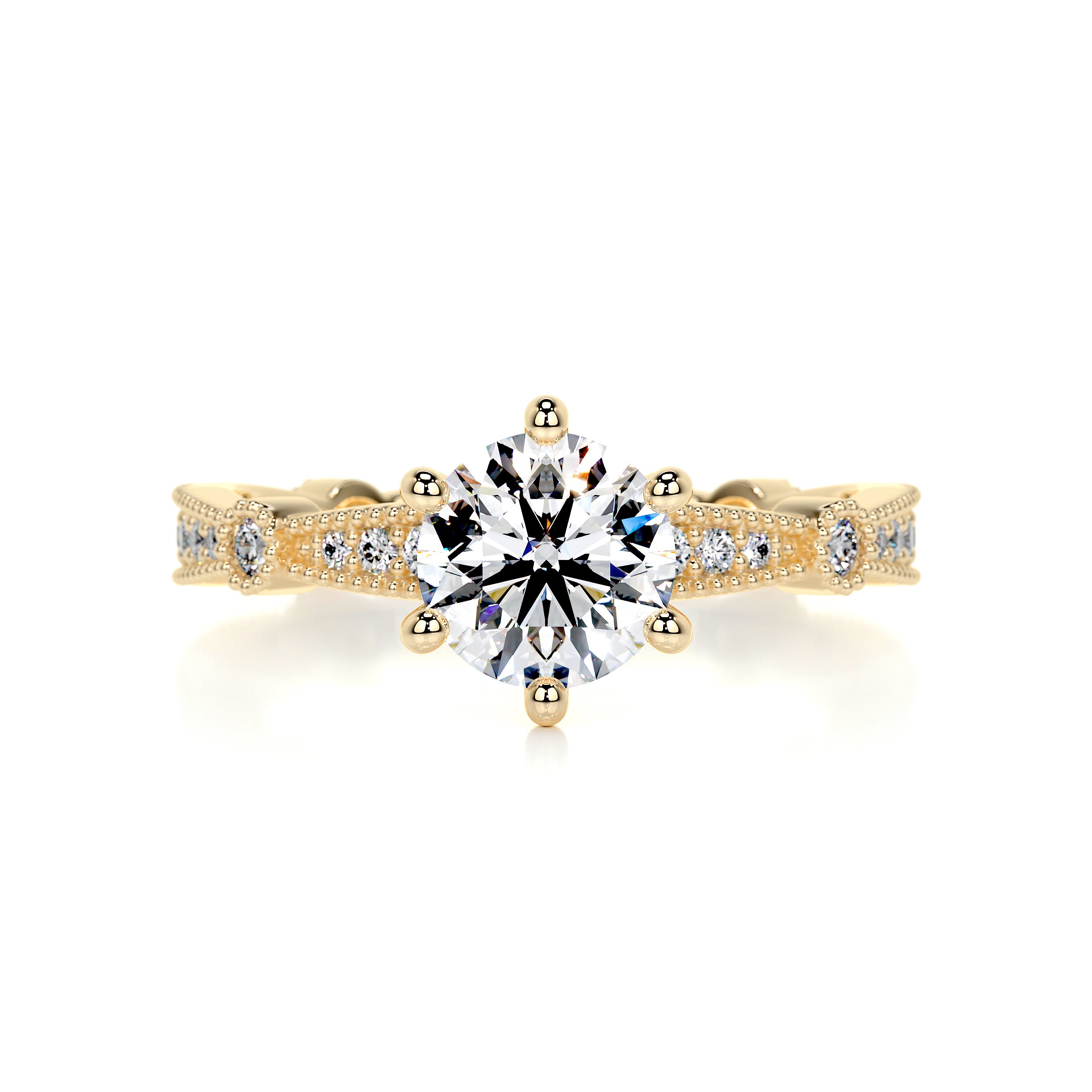 Stacy Moissanite & Diamond Ring -18K Yellow Gold、mySite、hinf8tx79