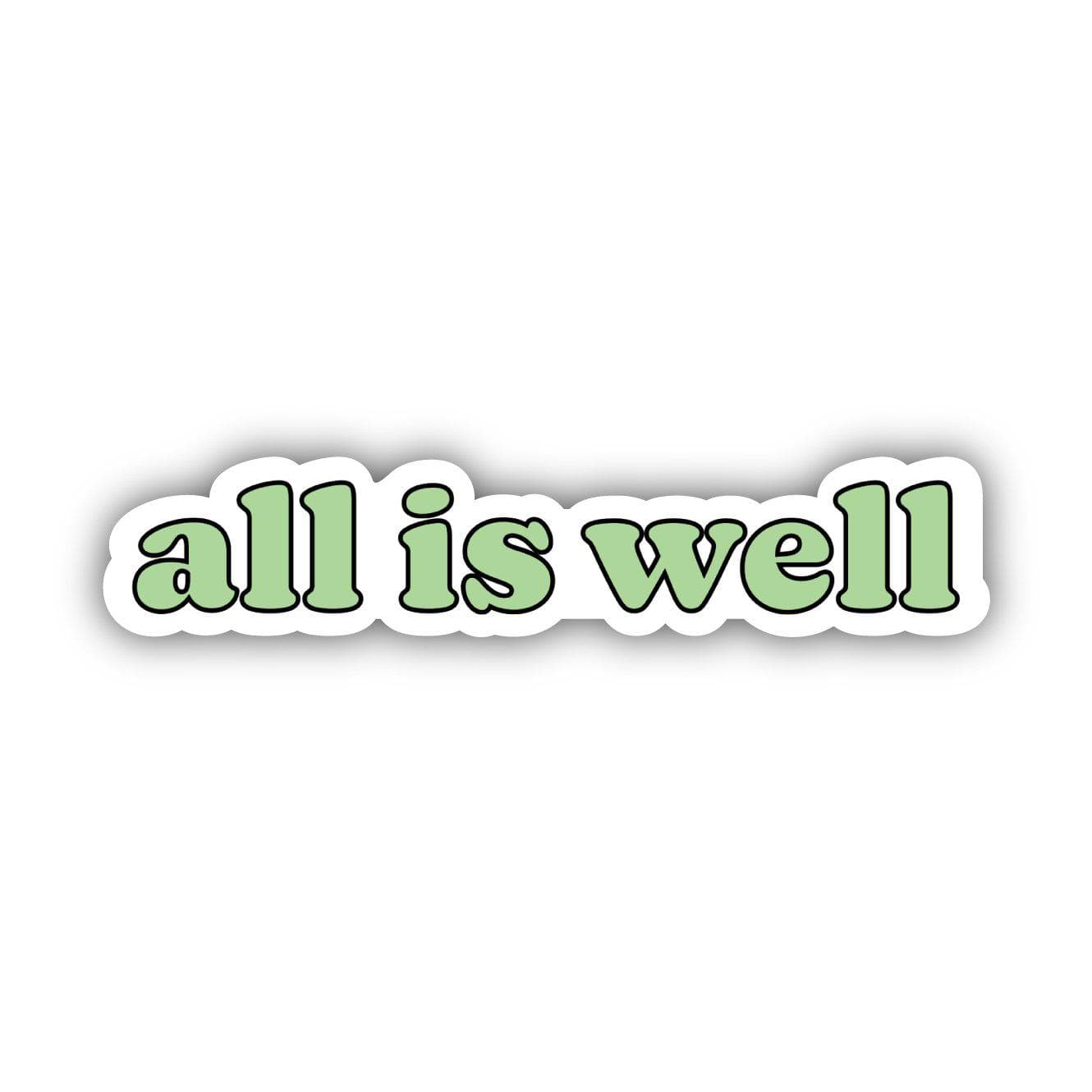  All is Well Green Lettering Aesthetic Sticker、mySite、elrpsem3k