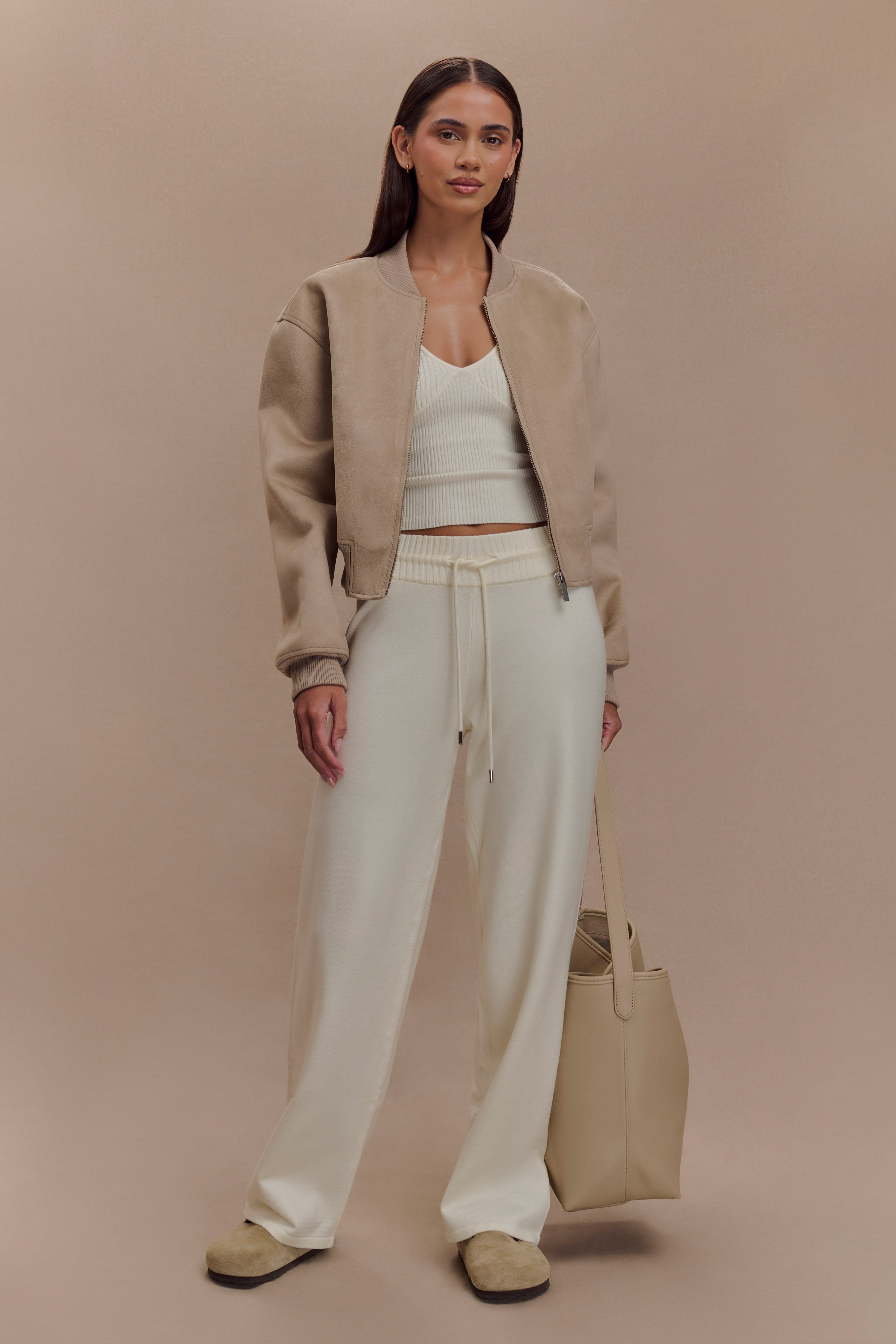 Natalya Ribbed Knit Cami Top - Ivory、mySite、solidvoid