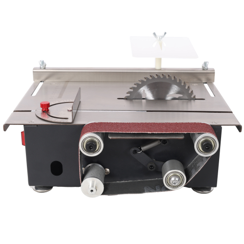 Mini Table Saw,Belt Sander, stainless steel top,4pcs Blades,10pcs Sanding Blet,7 Gear Adjustable 0-90° Angle, Available for Wood/PCB/Acrylic/Plastic,DIY Model Crafts Cutting Tool、、eastwooduniform