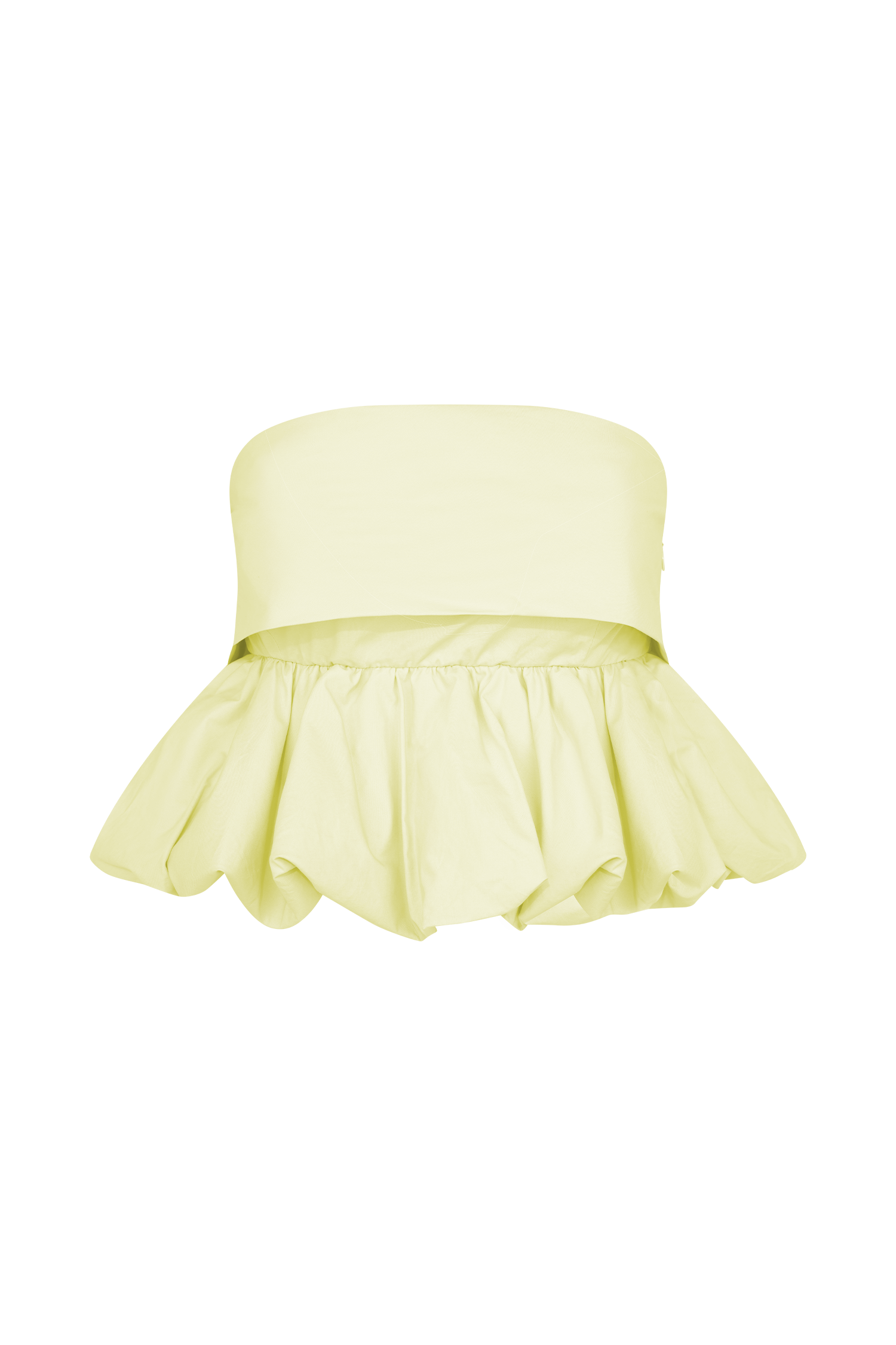 Amirah Strapless Bubble Crop Top - Lemon、mySite、solidvoid