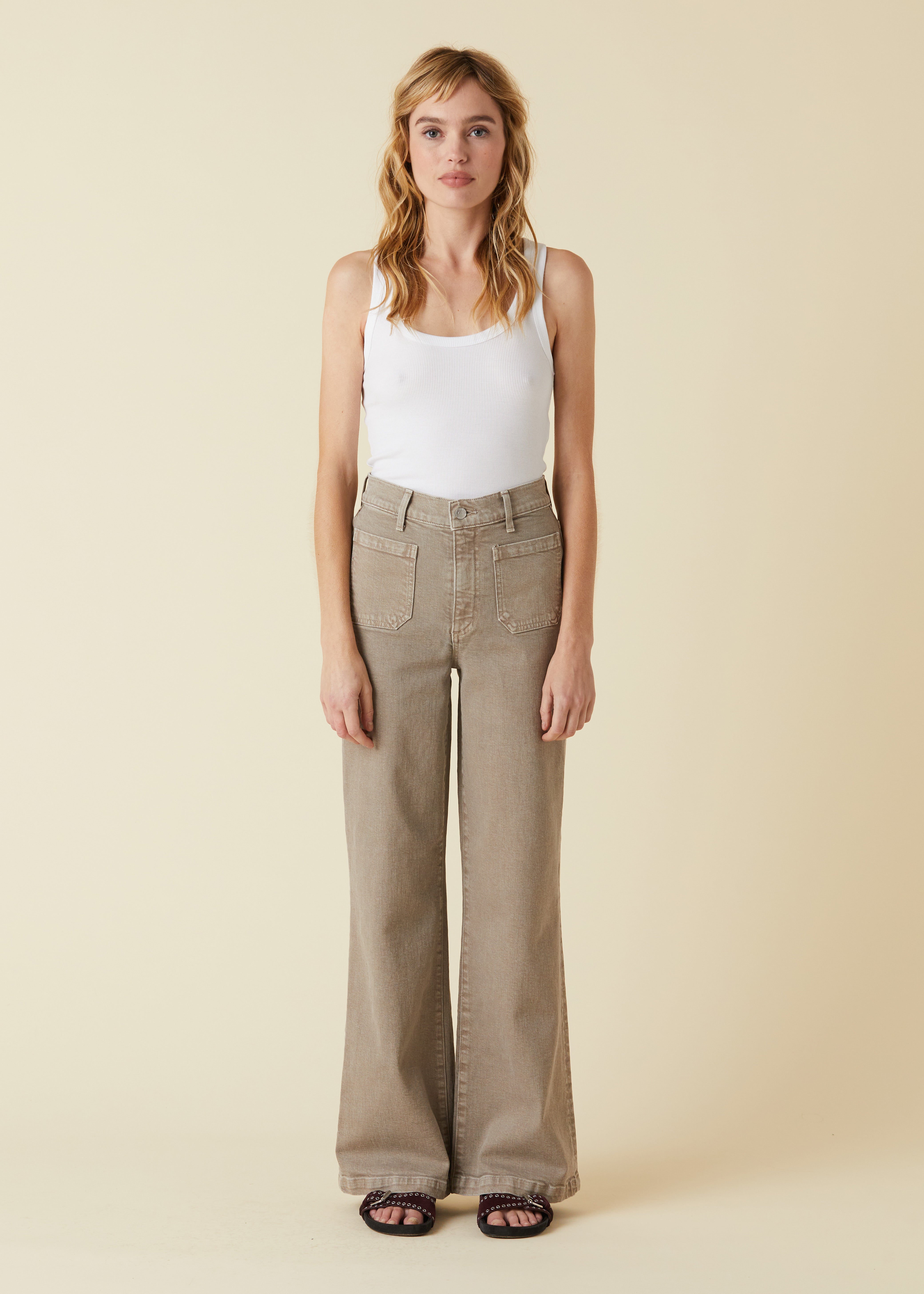 Le Jean Virginia Wide Leg Jean, Sandstone、mySite、noshort