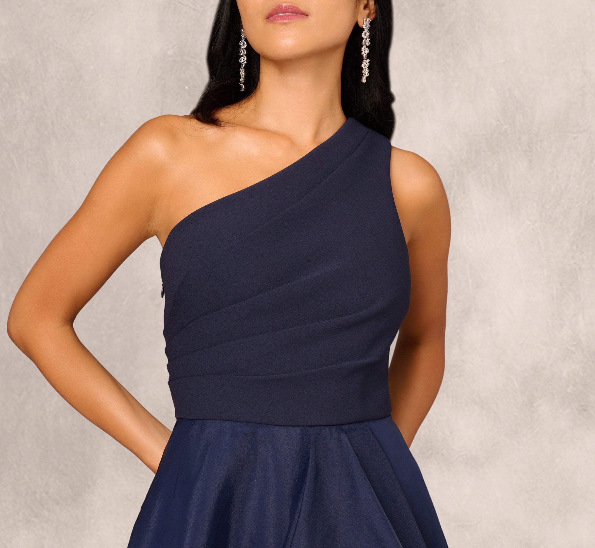 Draped Organza One Shoulder Ballgown In Twilight、mySite、solidvoid