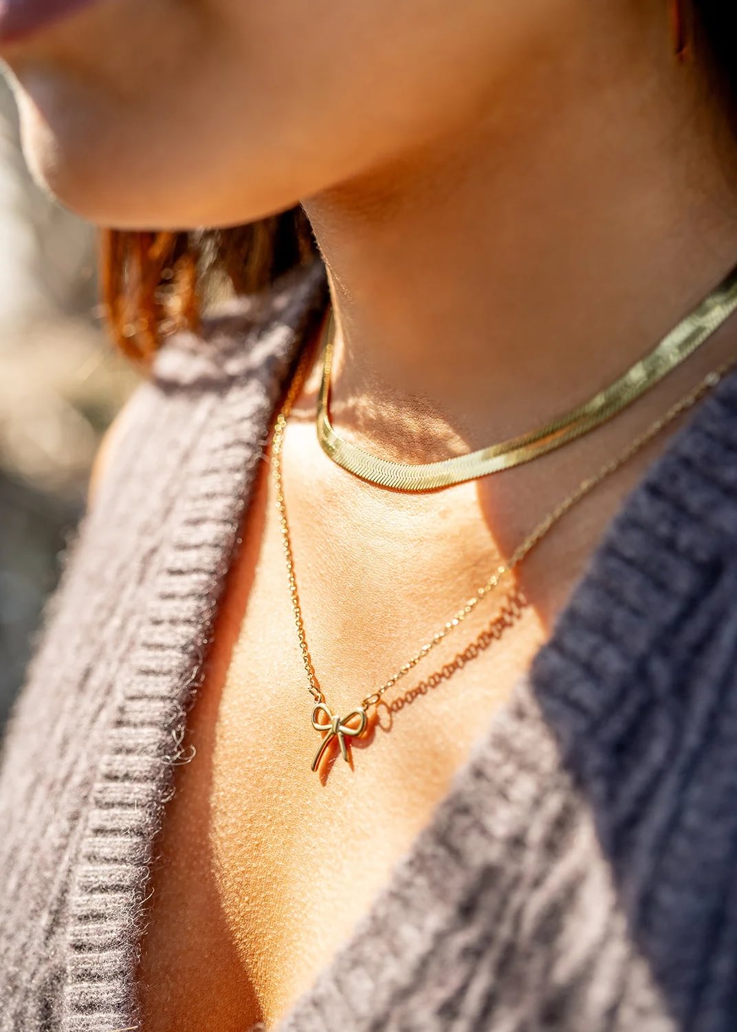 18K Gold PVD Stainless Steel Bow Connector Charm / PDL0142、mySite、dreamappss