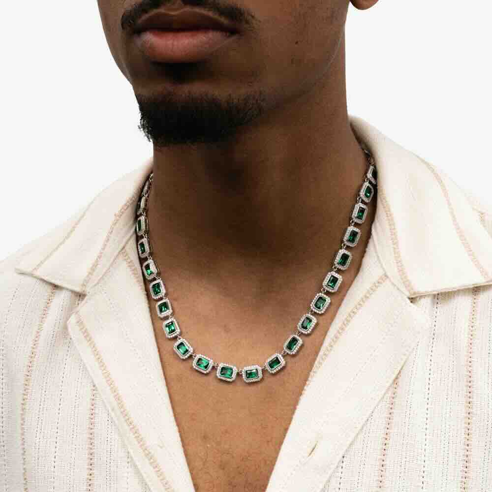 Green Baguette Halo Moissanite Chain、mySite、hinf8tx79