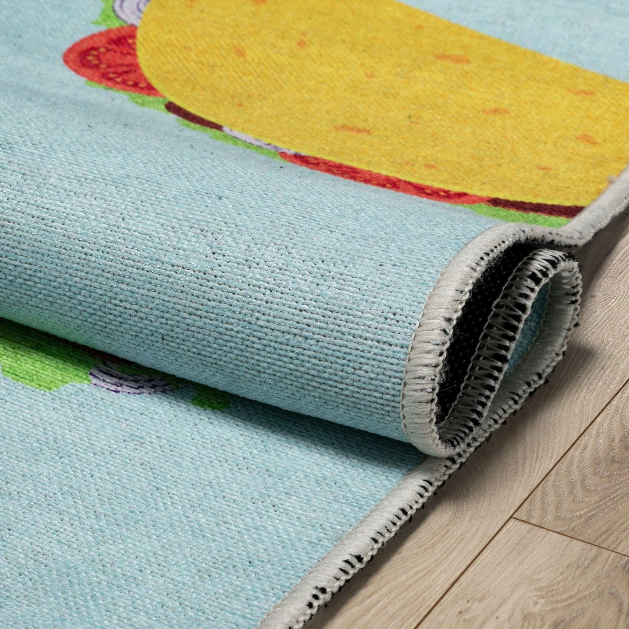 Multi Tacos Novelty Multi Blue Flat-Weave Rug、mySite、gigharbornorthrealestate