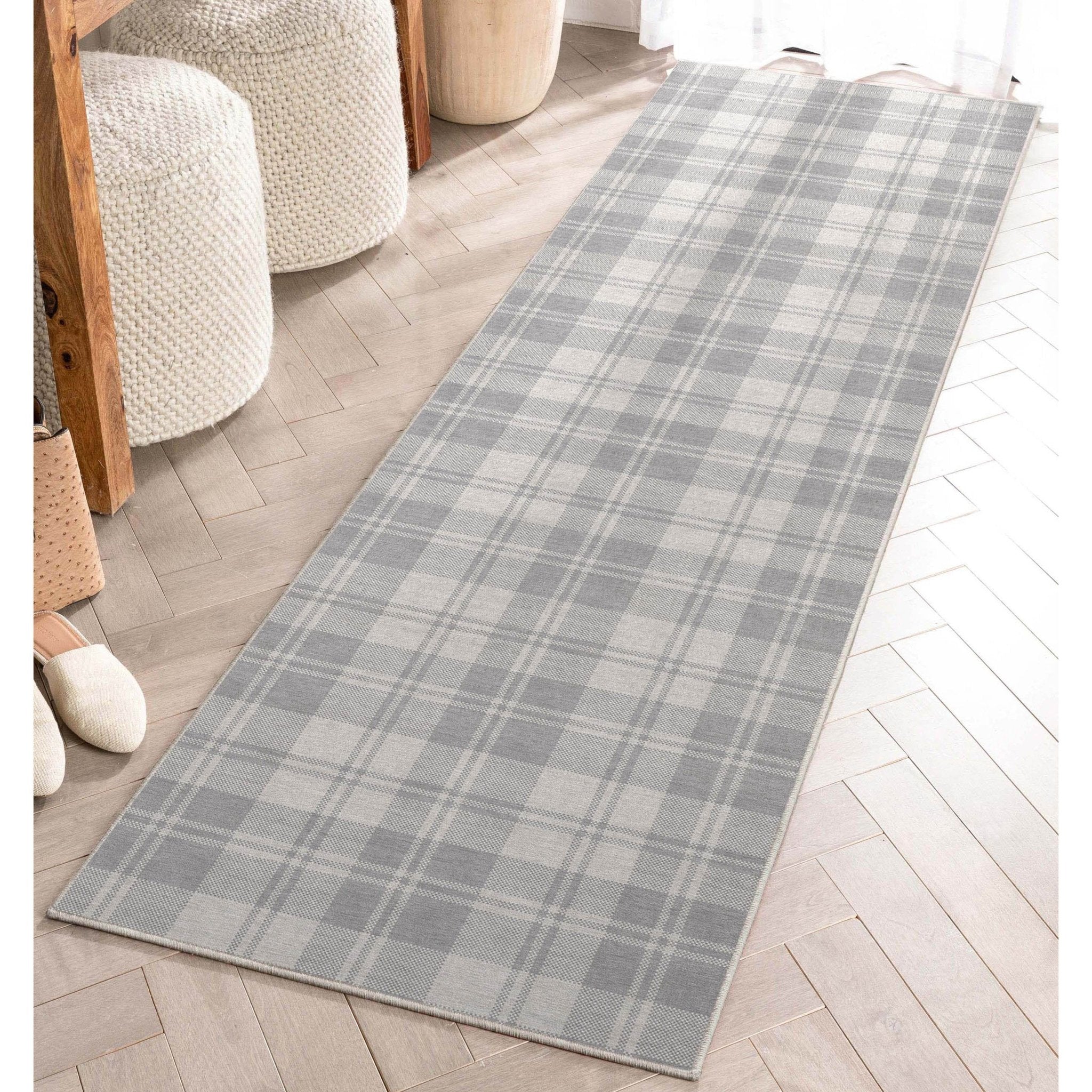 Plaid Modern Geometric Boxes Flat-Weave Rug、mySite、gigharbornorthrealestate