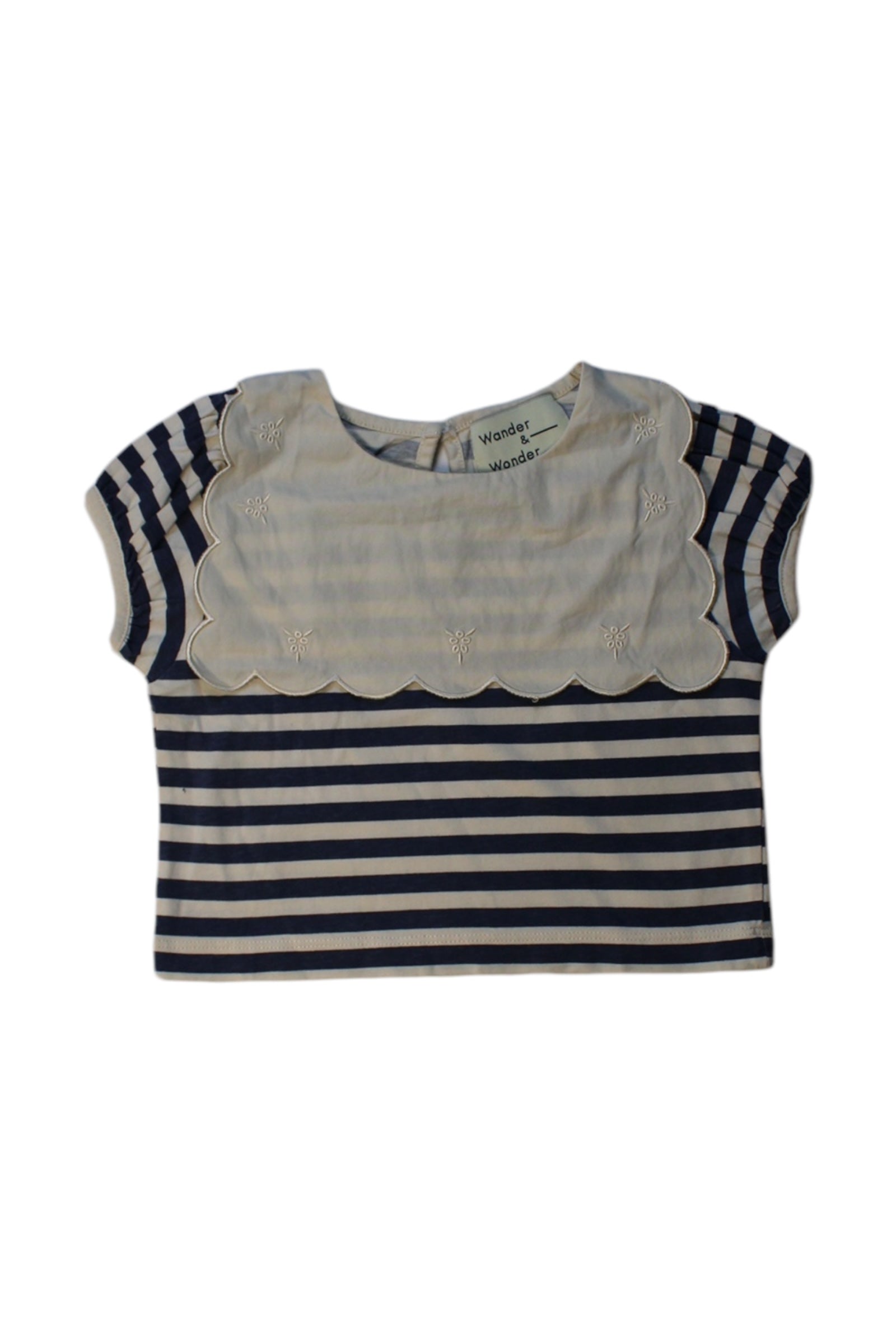 Wander & Wonder Scalloped Collar Striped Top - Size 3-4T、mySite、g9winljtr