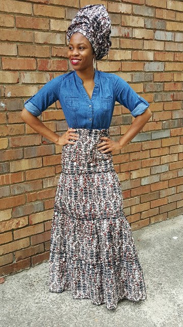 Brown Black and Off White Full SKirt-DP3770SK、mySite、solidvoid