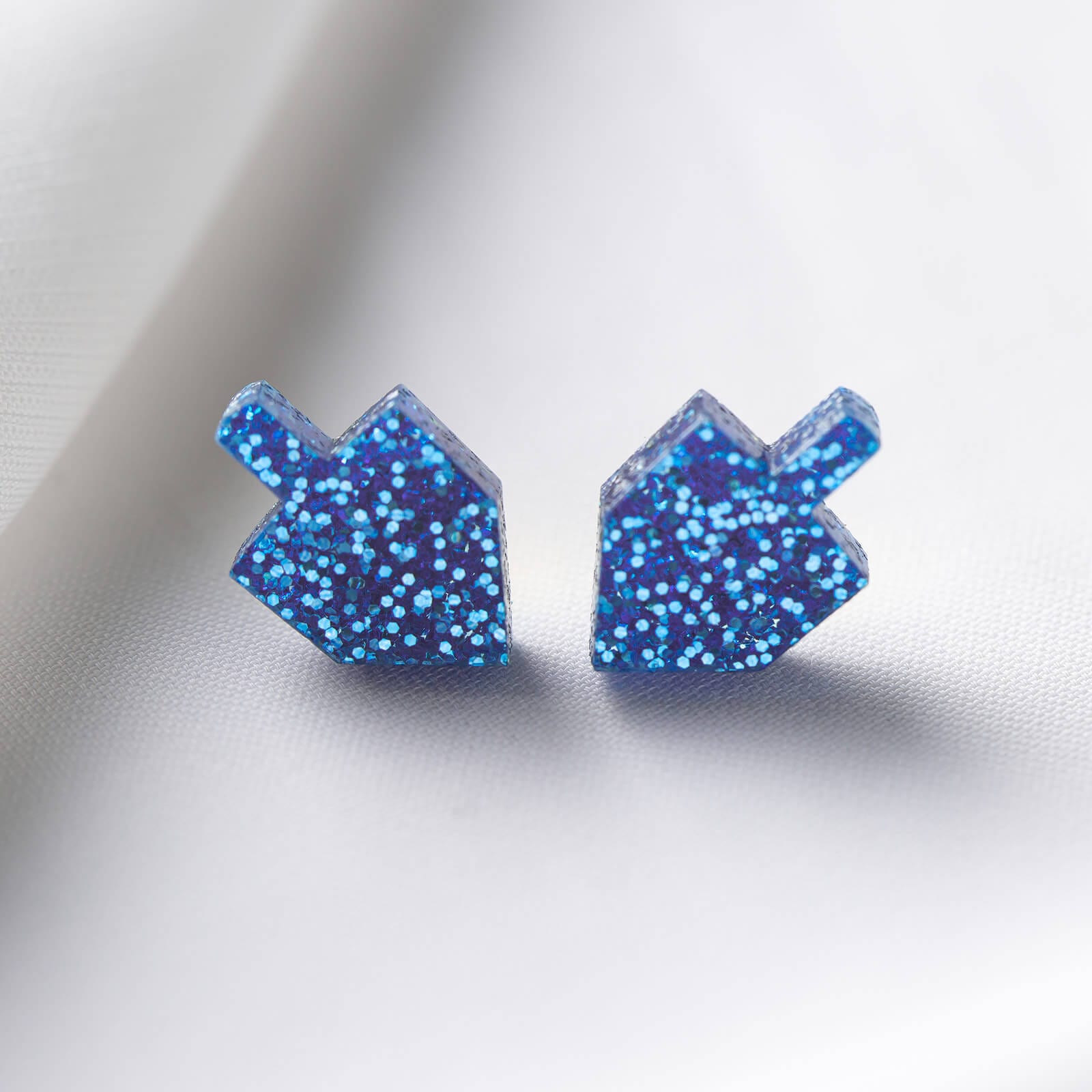Dreidel Stud Earrings - Blue Glitter、mySite、topwebapps