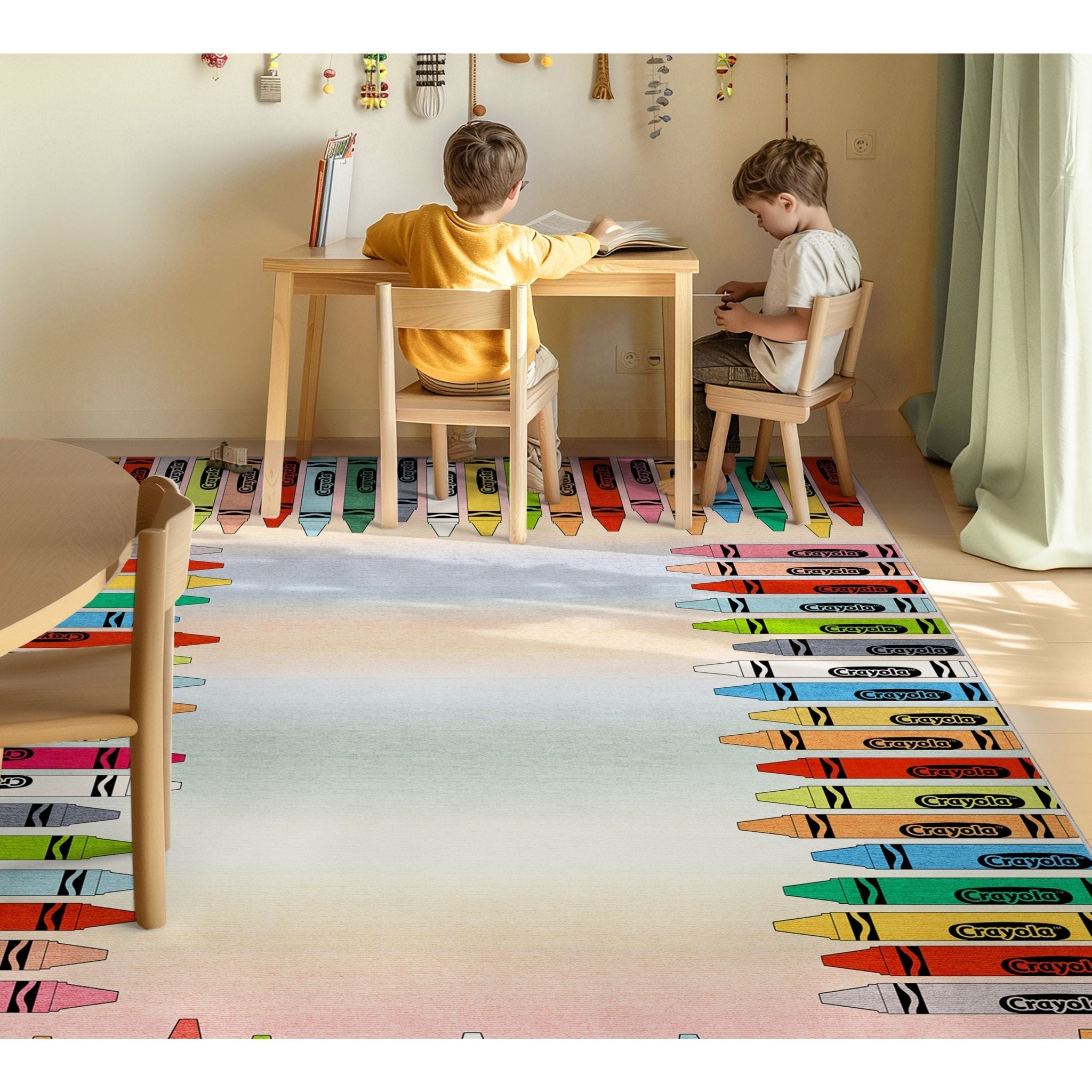 Crayola Modern Crayon Parade Playroom 5' x 7' Multi Color Area Rug By Well Woven、mySite、gigharbornorthrealestate