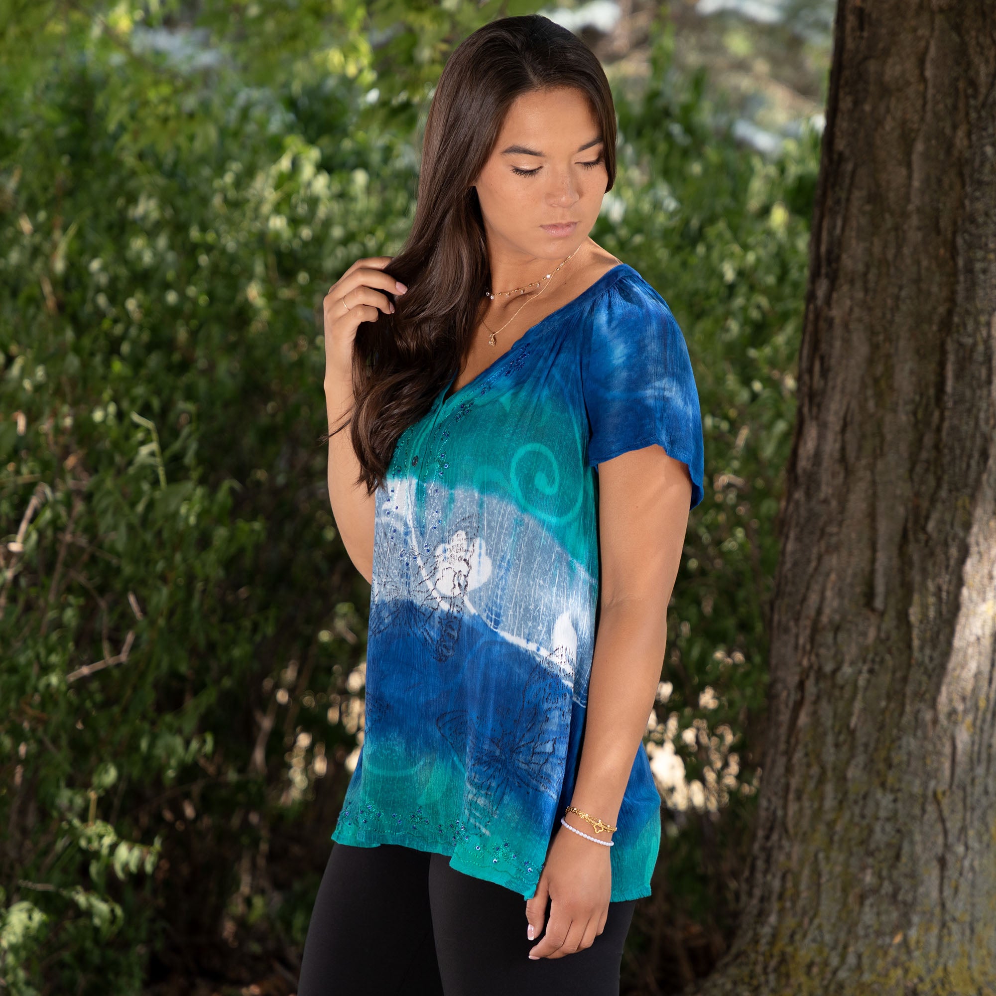 Butterflies on the Sea Short Sleeve Top、mySite、camillekostekn