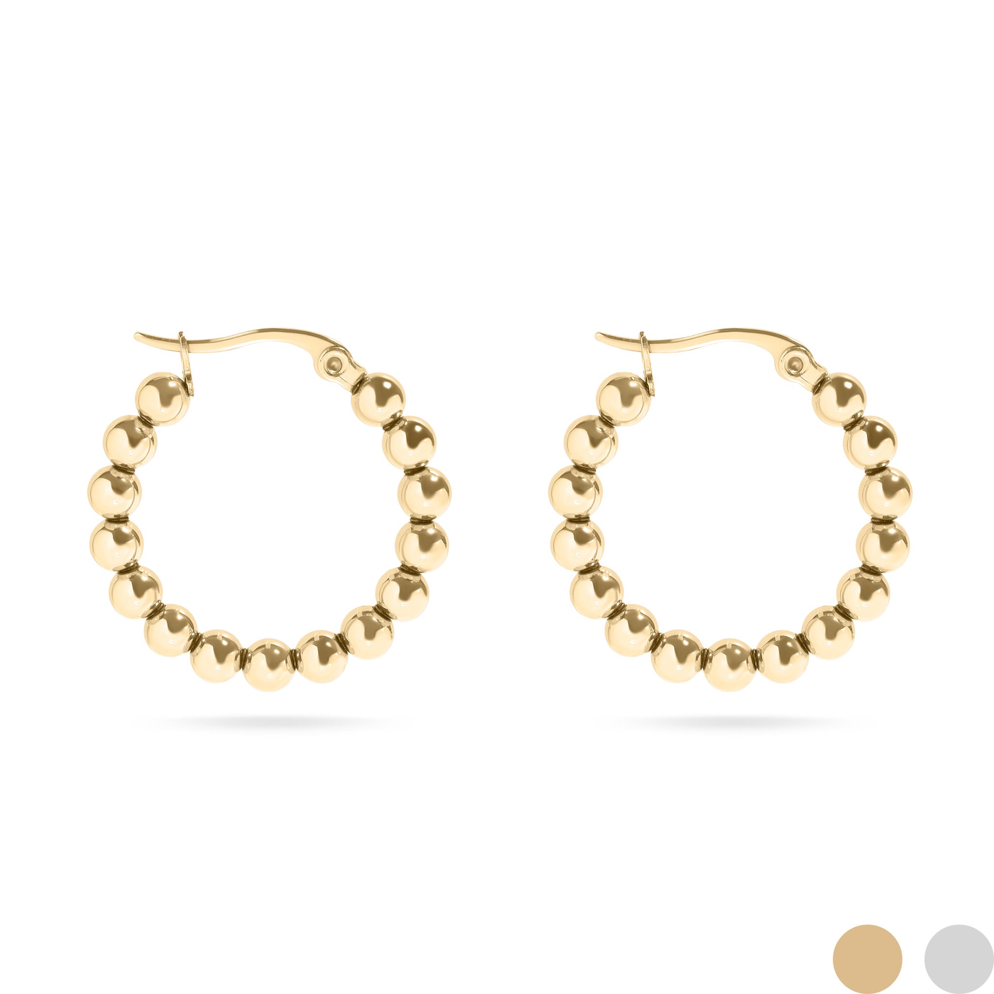 18K Gold PVD Stainless Steel Circle Ball Hoop Earrings / ERJ0068、mySite、dreamappss