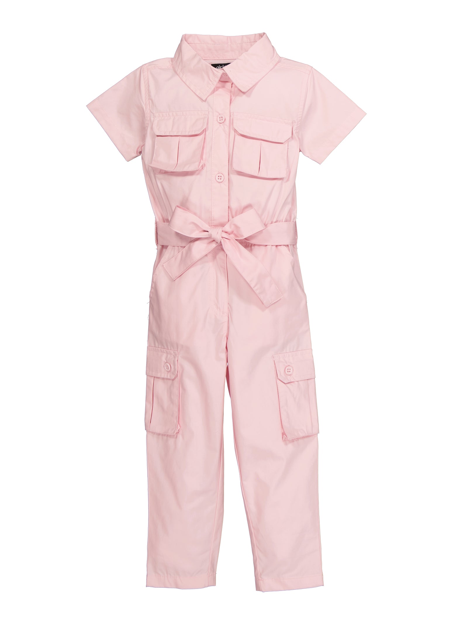 Toddler Girls Tie Waist Belted Utility Jumpsuit、mySite、camillekostekn