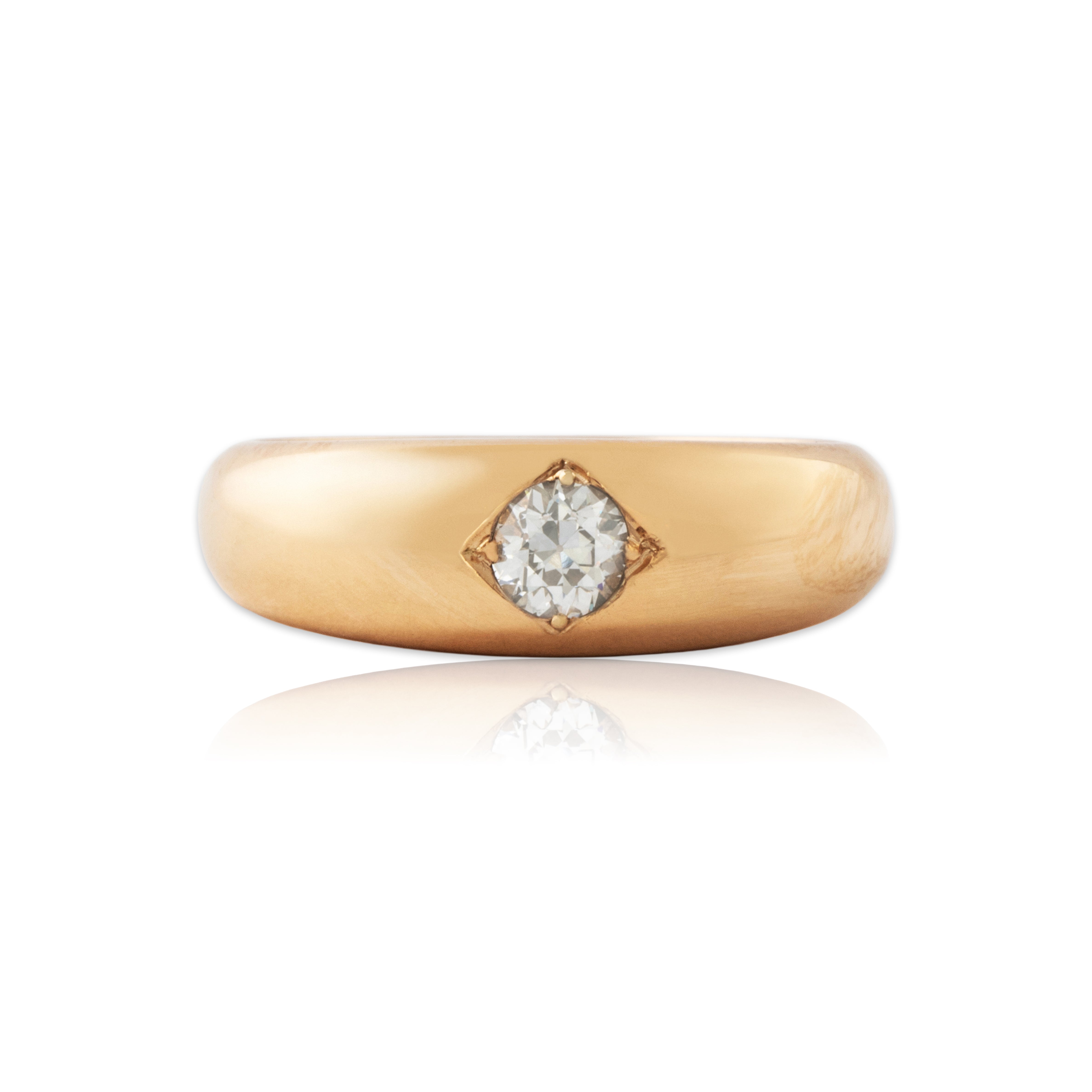 Antique 14k Yellow Gold .25ct Old European Cut Diamond Gleaming Dome Ring 6.50、mySite、hinf8tx79