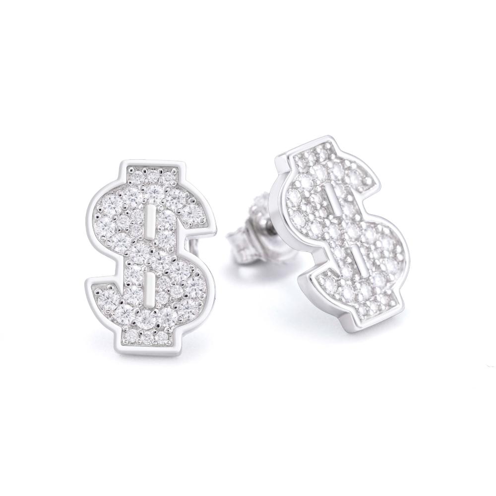 Dollar Sign Moissanite Earrings 14K Gold、mySite、hinf8tx79