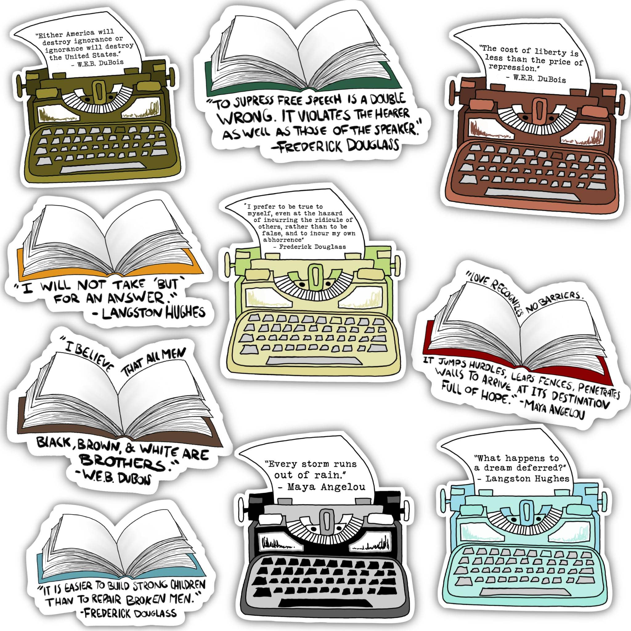  Black History Month Authors Sticker 10 Pack、mySite、elrpsem3k