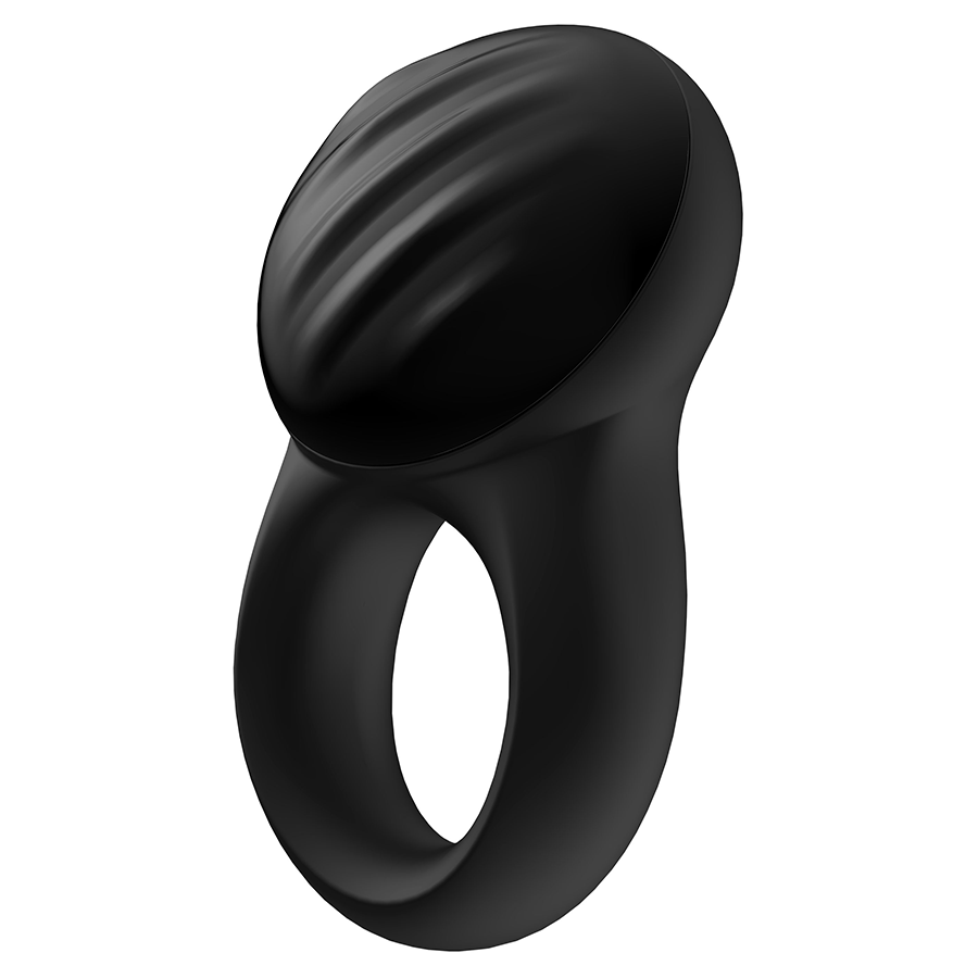 Satisfyer Signet Black Silicone Vibrating Cock Ring with App Control、mySite、bottomscart