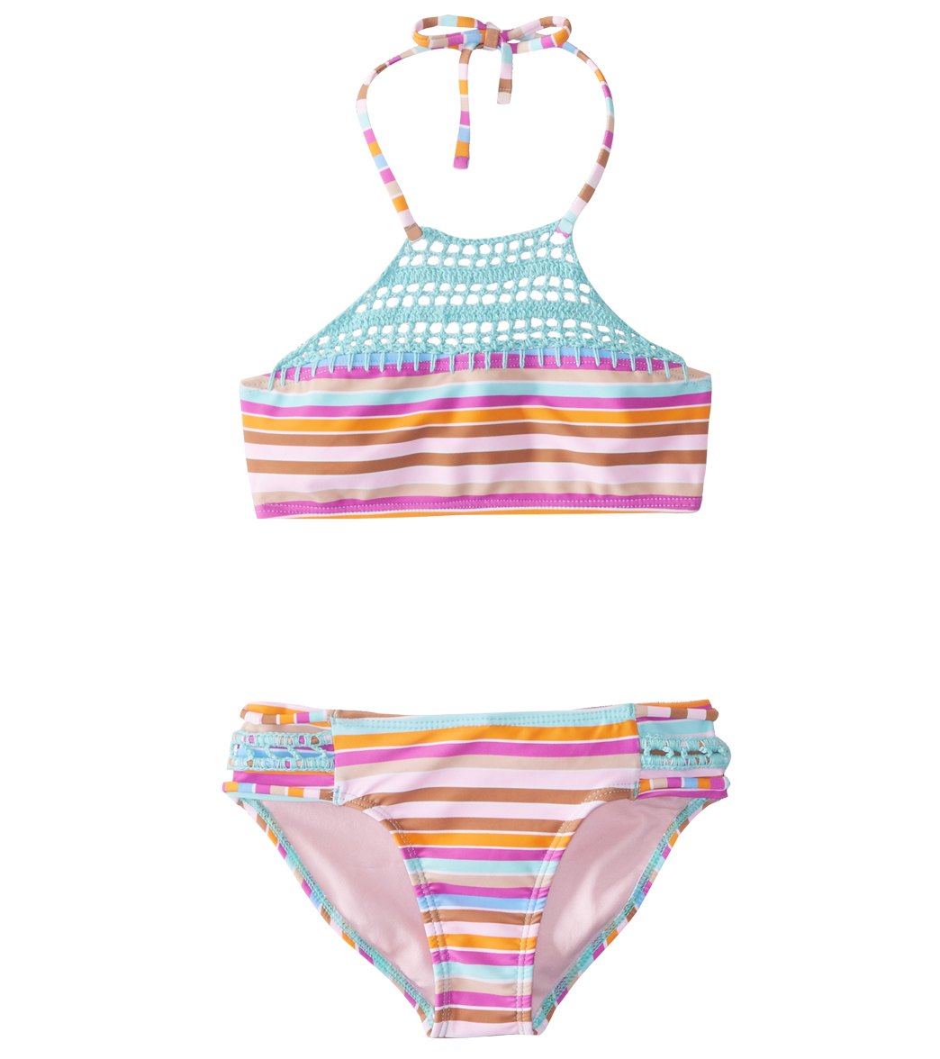Raisins Girls' Laguna Stripes Blooming Lotus Two Piece Bikini Set (Big Kid)、mySite、noshort