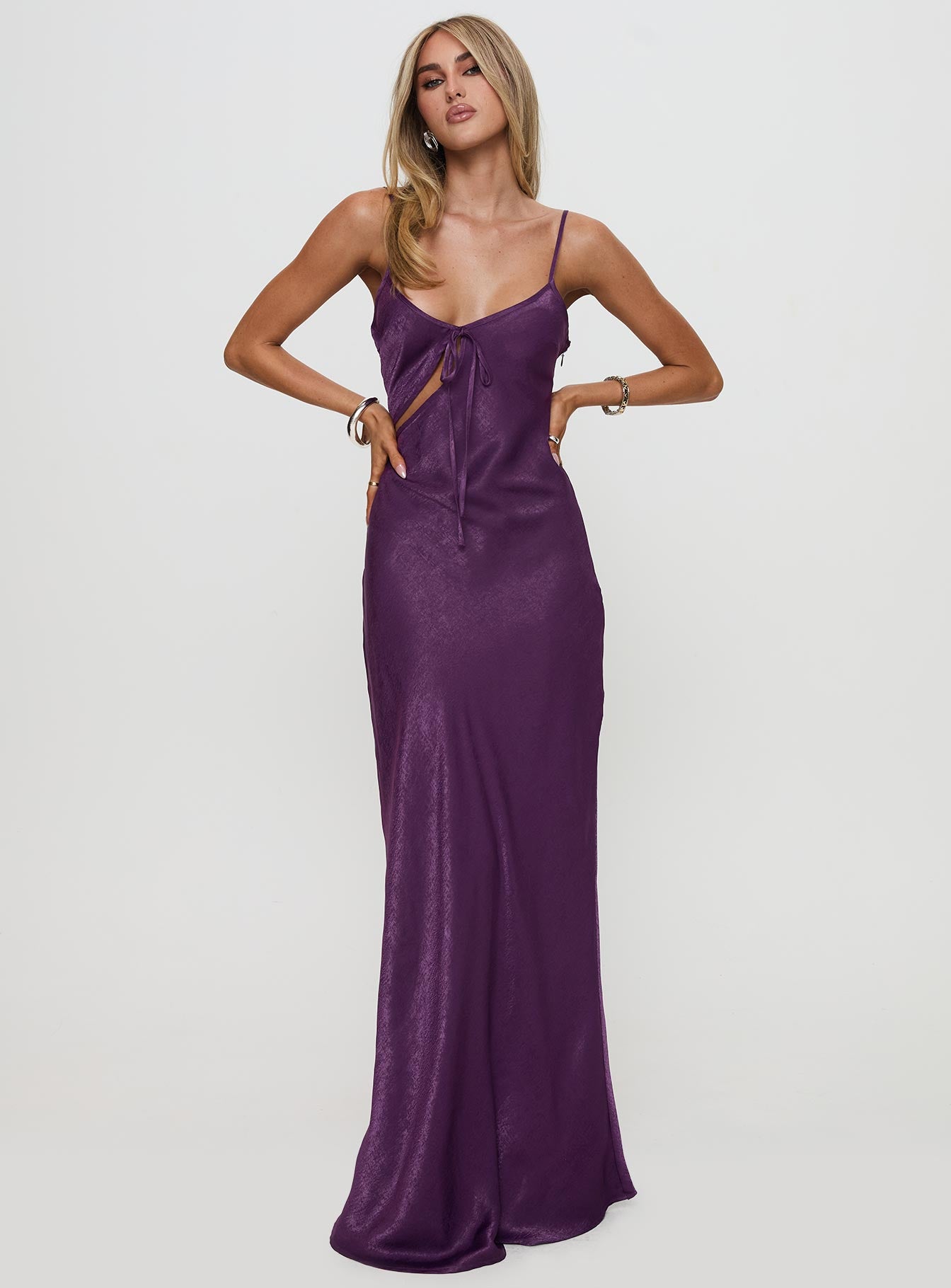 Linger Bias Cut Maxi Dress Purple、mySite、solidvoid