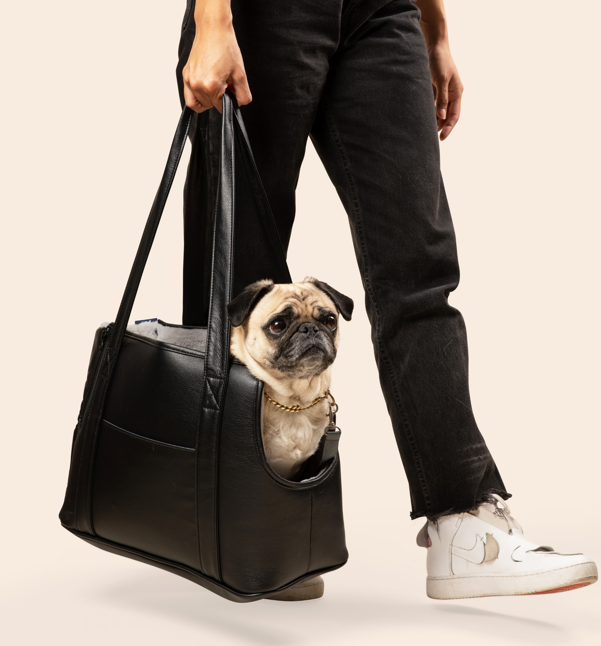 PupTote™ 3-in-1 Faux Leather Dog Carrier Bag - Black、mySite、solidvoid