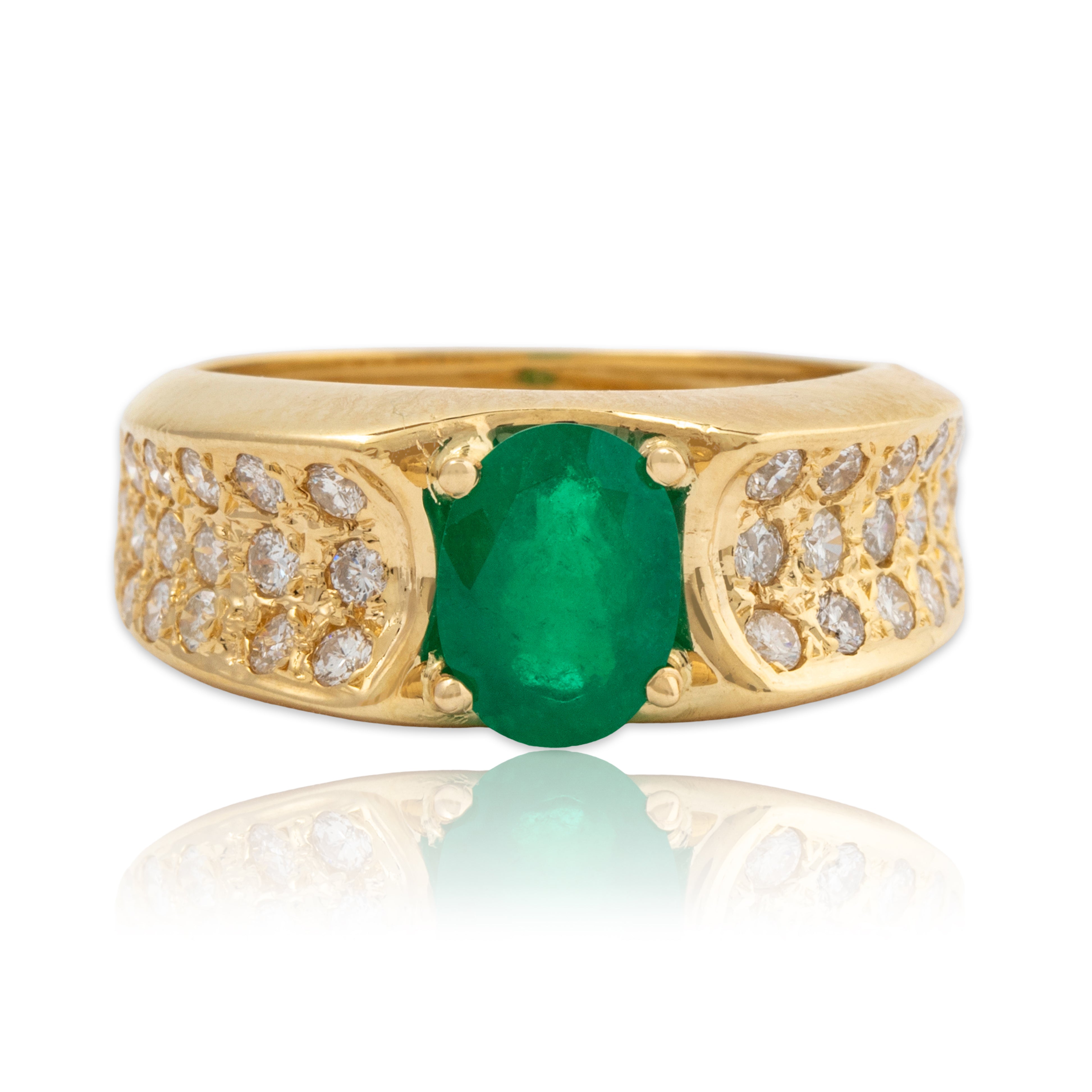Vintage 14k Gold 1.06ct Zambian Emerald .874cttw Diamond Ring 6.5、mySite、hinf8tx79