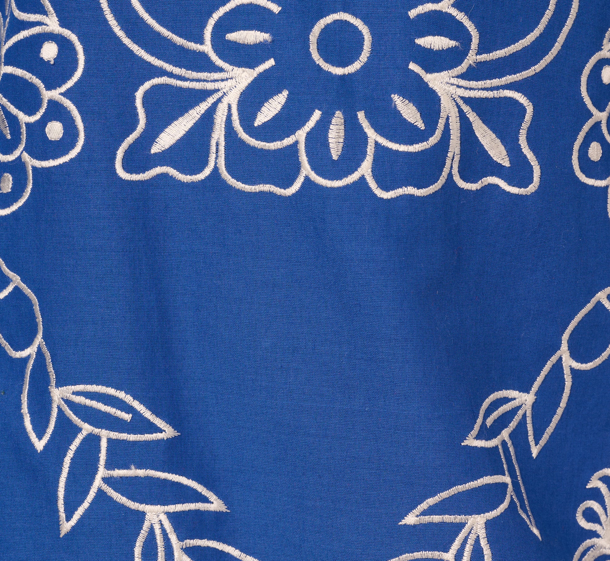 Long Sleeve Embroidered Cotton Mini Dress In Blue White、mySite、solidvoid