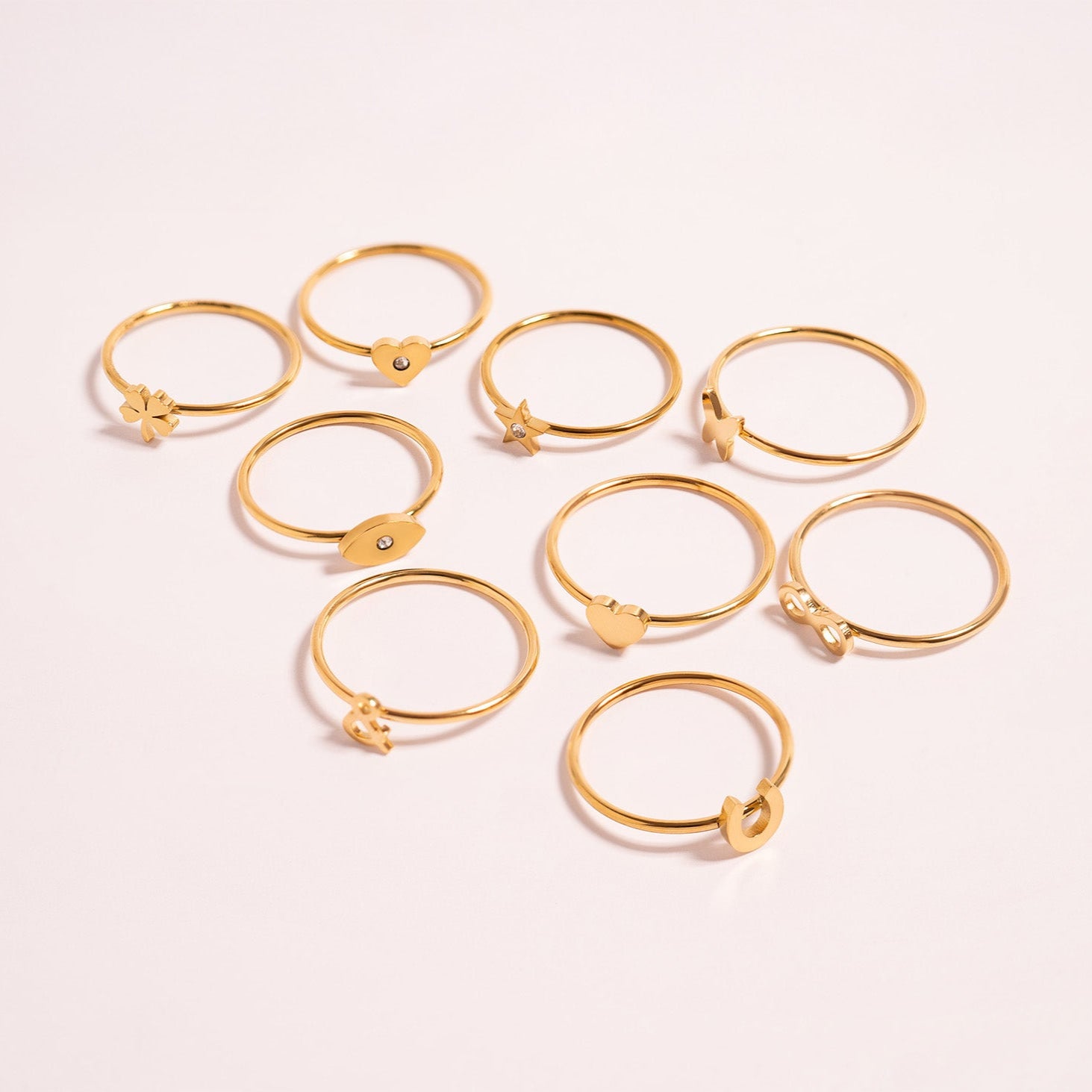 18K Gold PVD Stainless Steel CZ Stone Heart Symbol Ring / ZRJ0005、mySite、dreamappss