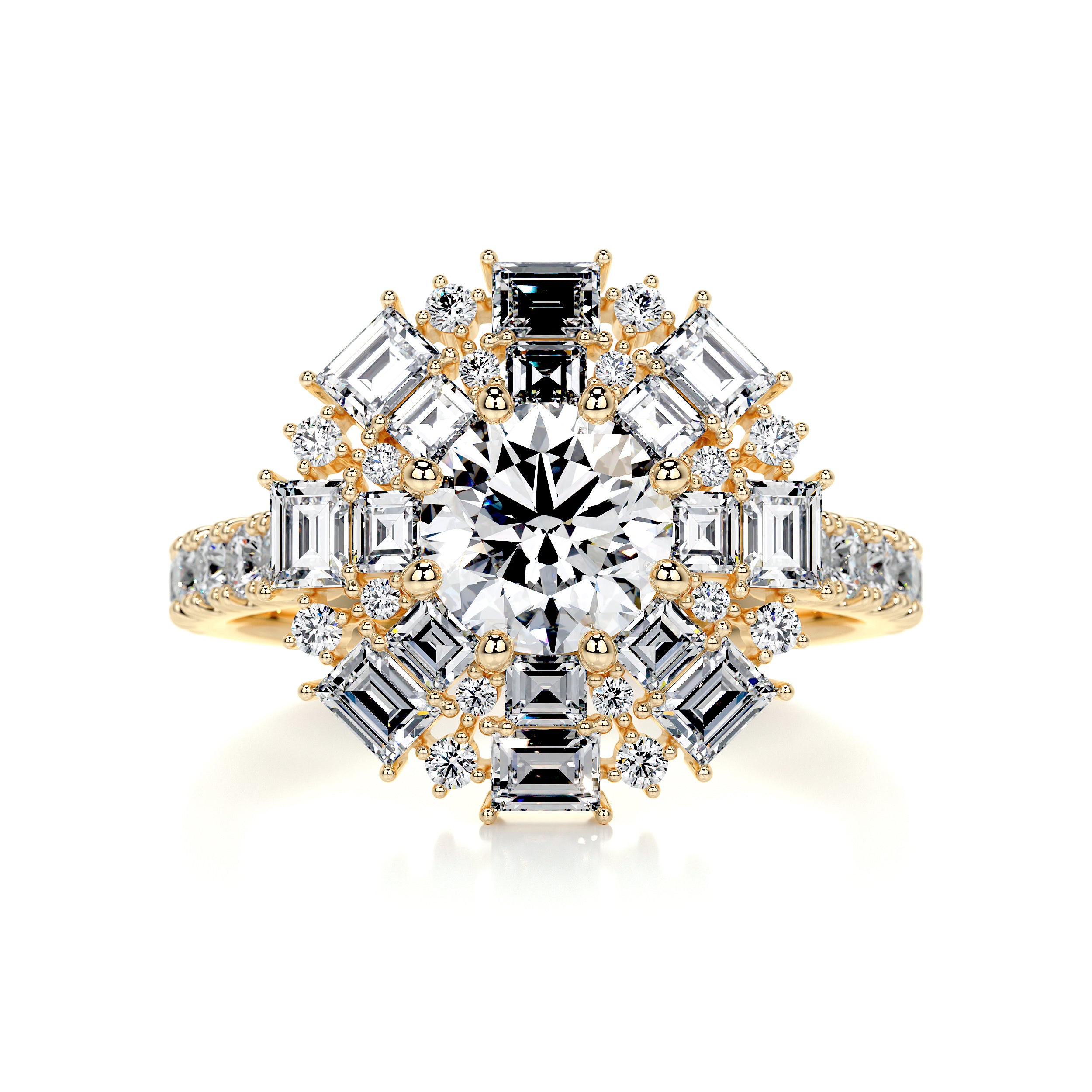 Snowflake Diamond Engagement Ring -18K Yellow Gold、mySite、hinf8tx79